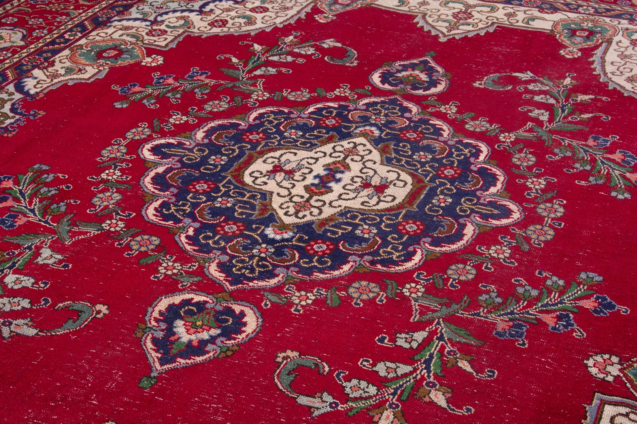 Persian Tabriz oversized rug in deep red and burgundy, view 9 of 22