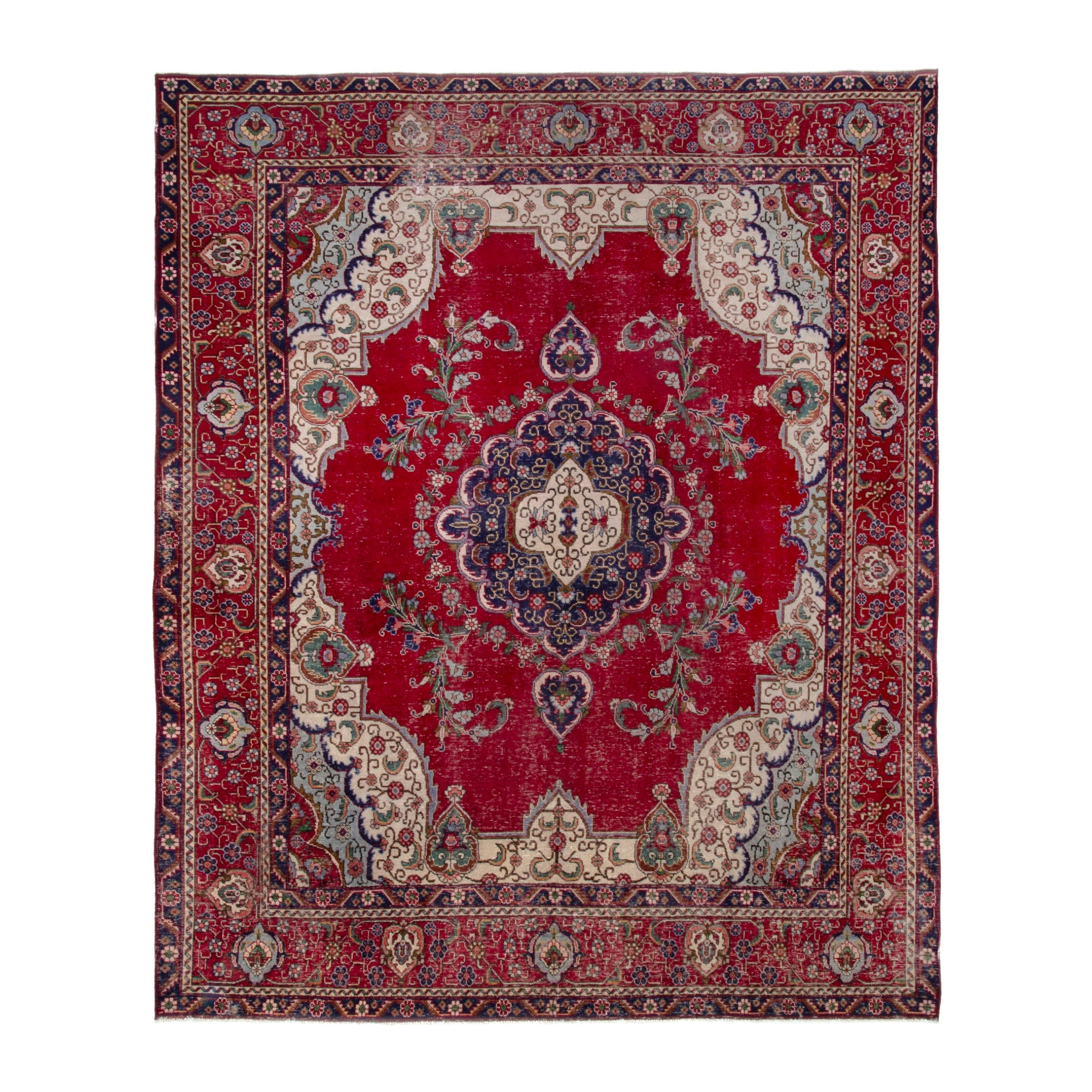 Persian Tabriz oversized rug in deep red and burgundy, 10' x 12'4"