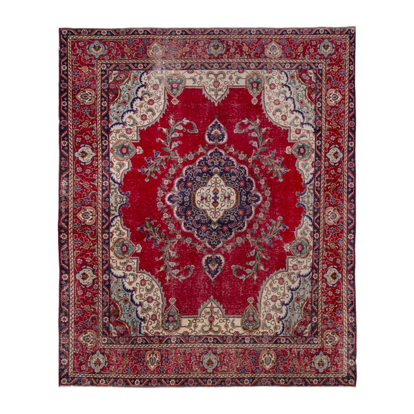 Persian Tabriz oversized rug in deep red and burgundy, 10' x 12'4"