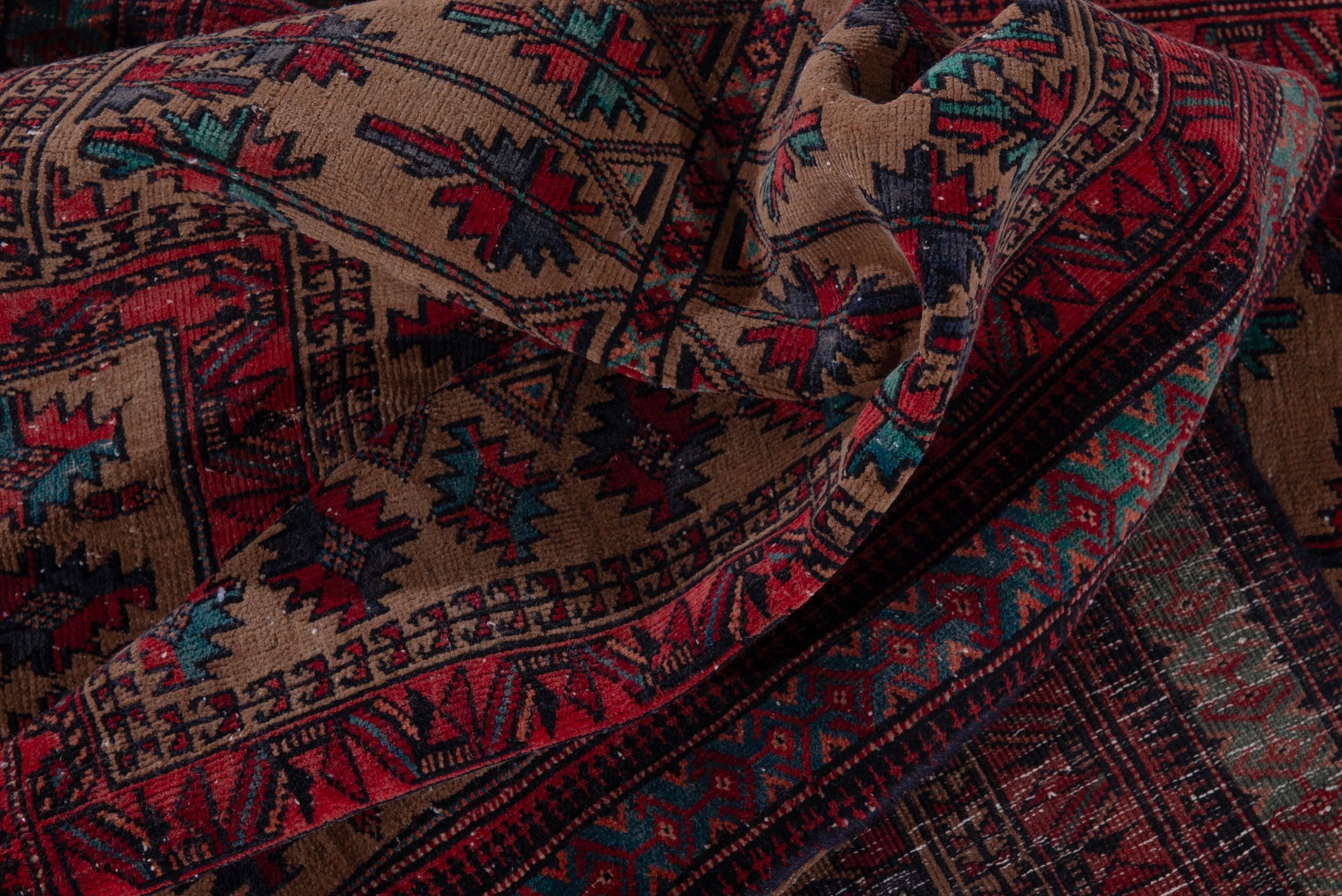 Persian Baluch accent rug in beige and burgundy, view 13 of 17