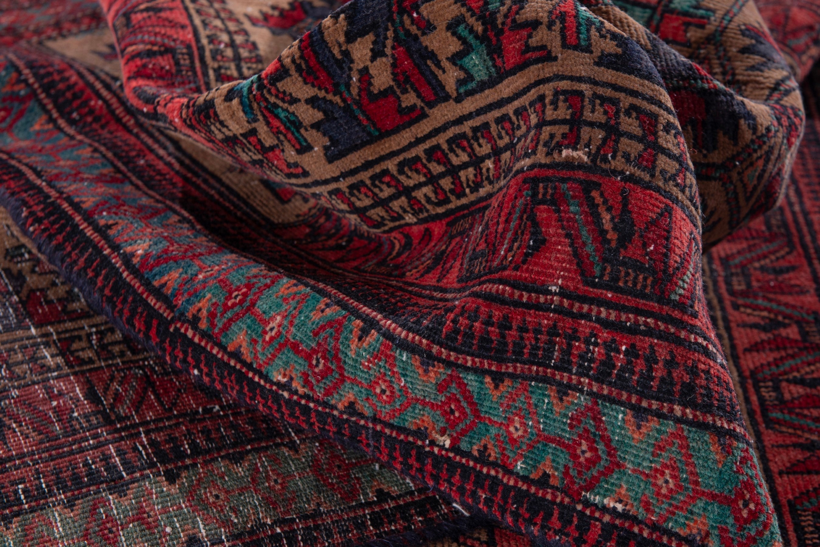 Persian Baluch accent rug in beige and burgundy, view 15 of 17