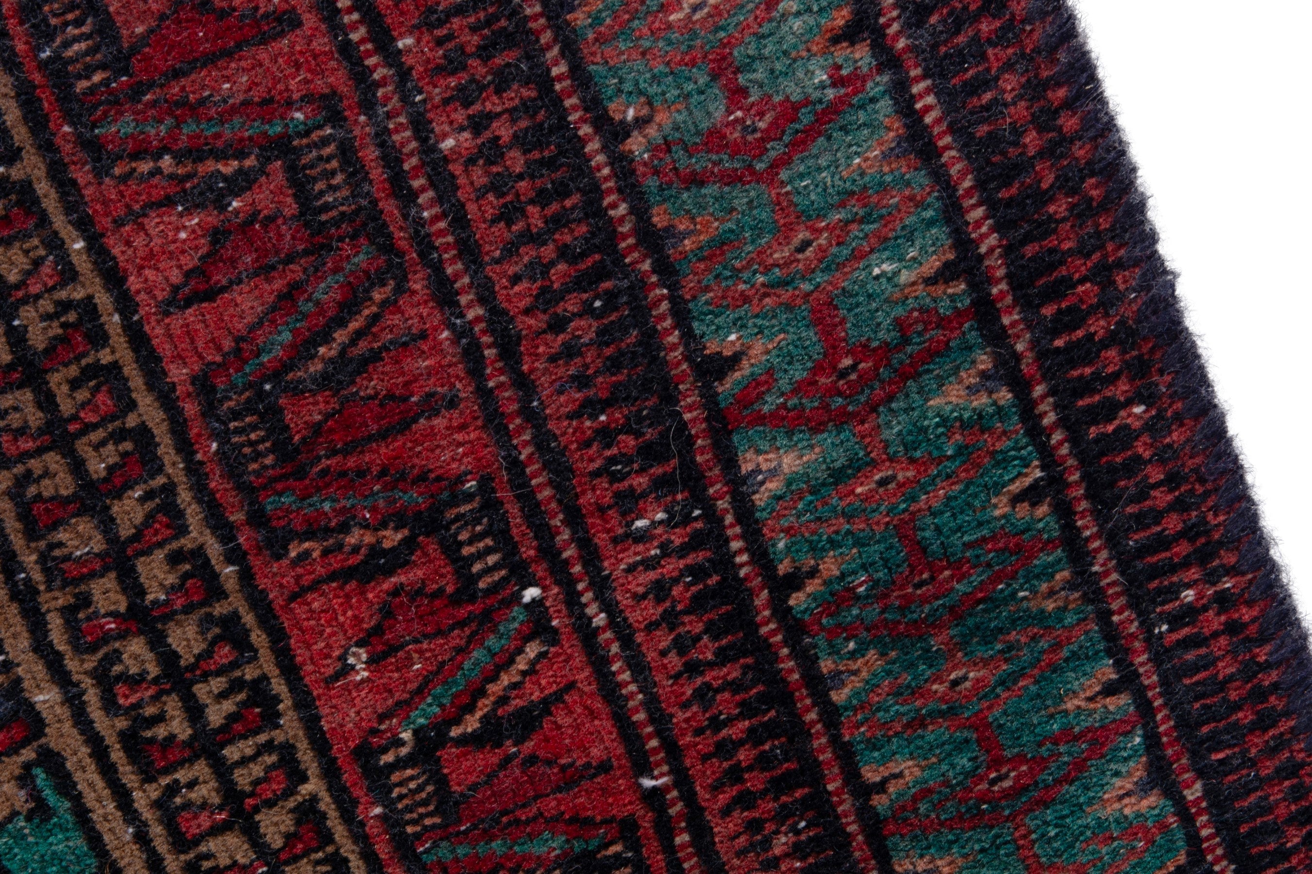 Persian Baluch accent rug in beige and burgundy, view 7 of 17