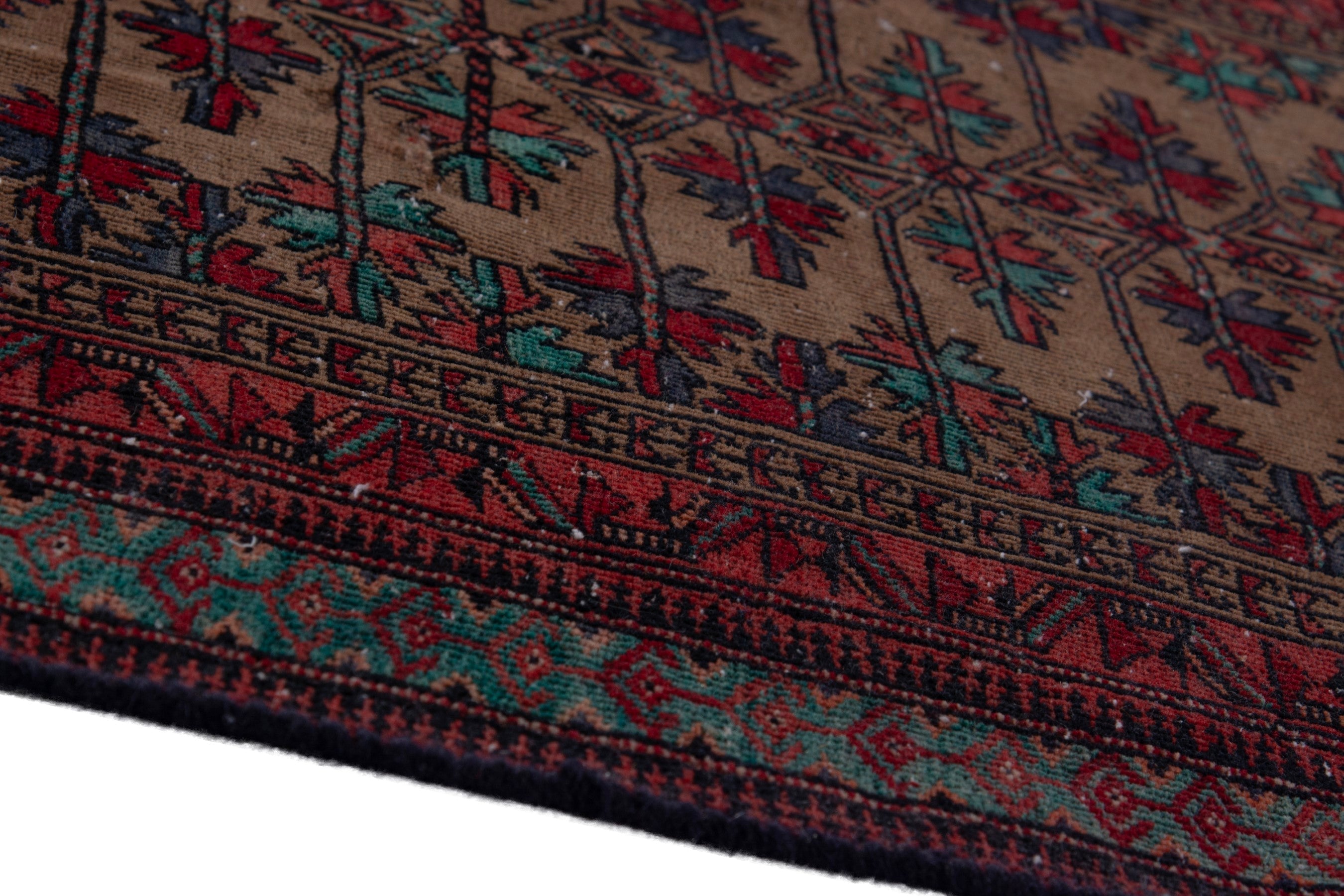 Persian Baluch accent rug in beige and burgundy, view 8 of 17