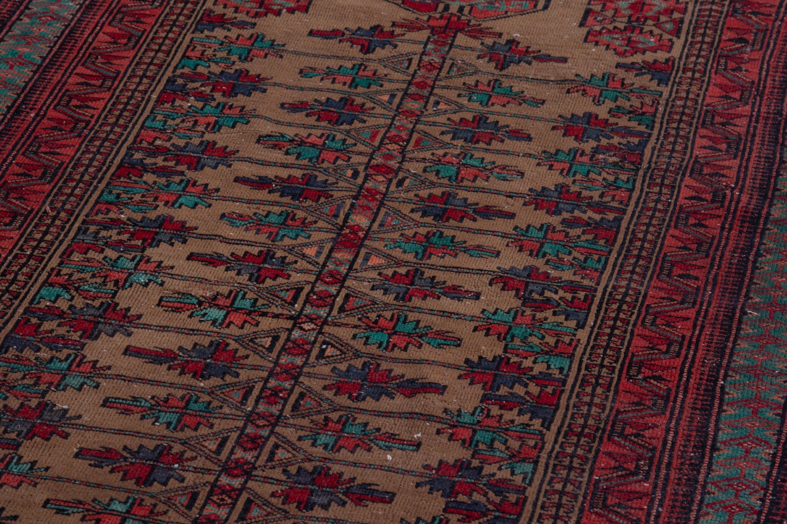 Persian Baluch accent rug in beige and burgundy, view 9 of 17