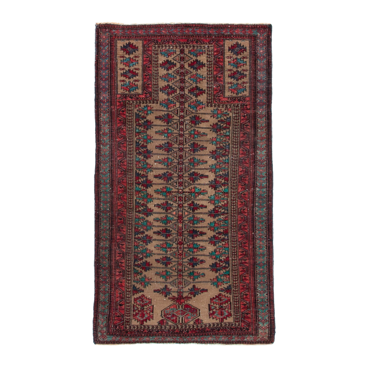Persian Baluch accent rug in beige and burgundy, 2'9" x 5'7"