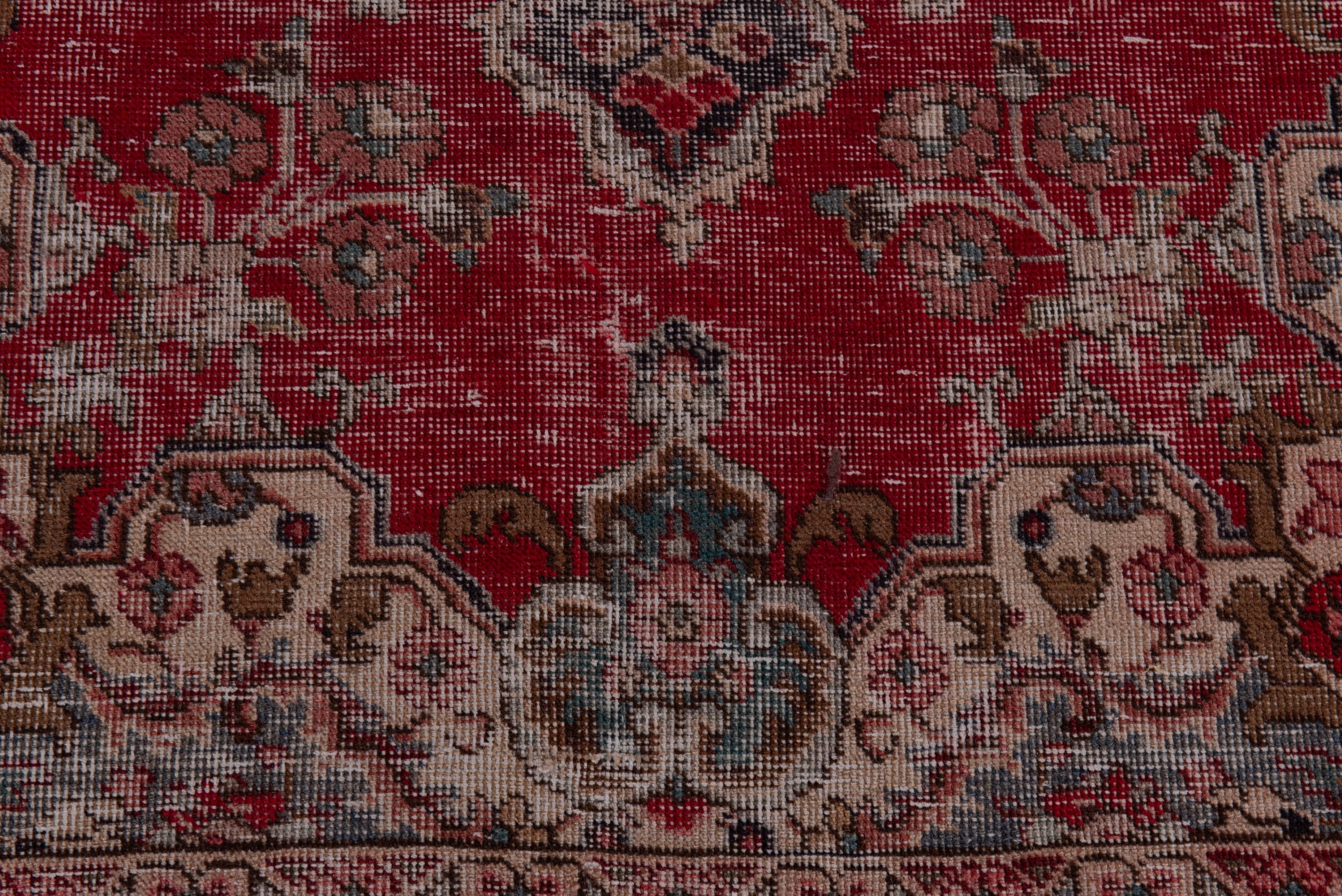 Persian Tabriz accent rug in burgundy and faded red, view 10 of 16