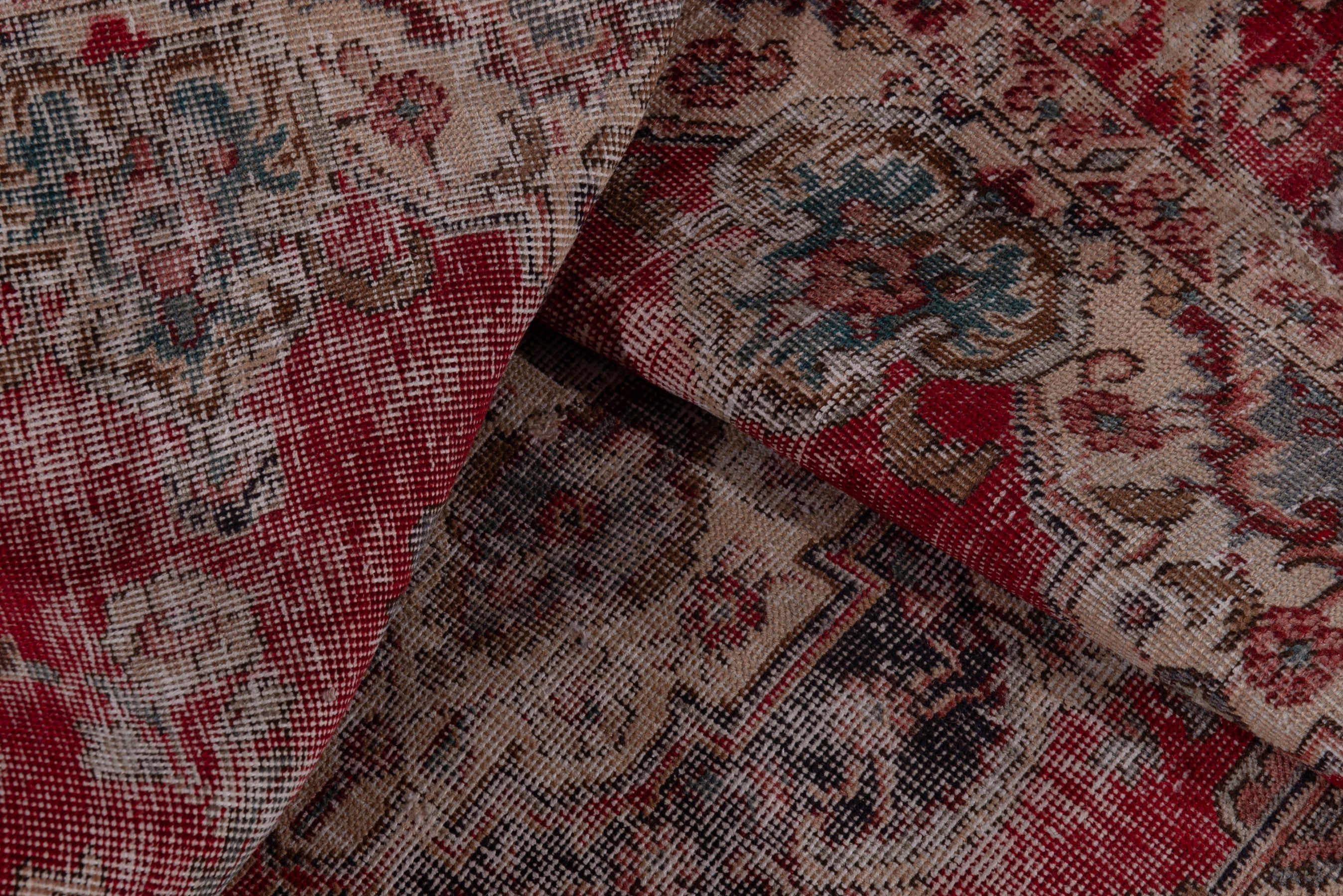 Persian Tabriz accent rug in burgundy and faded red, view 13 of 16