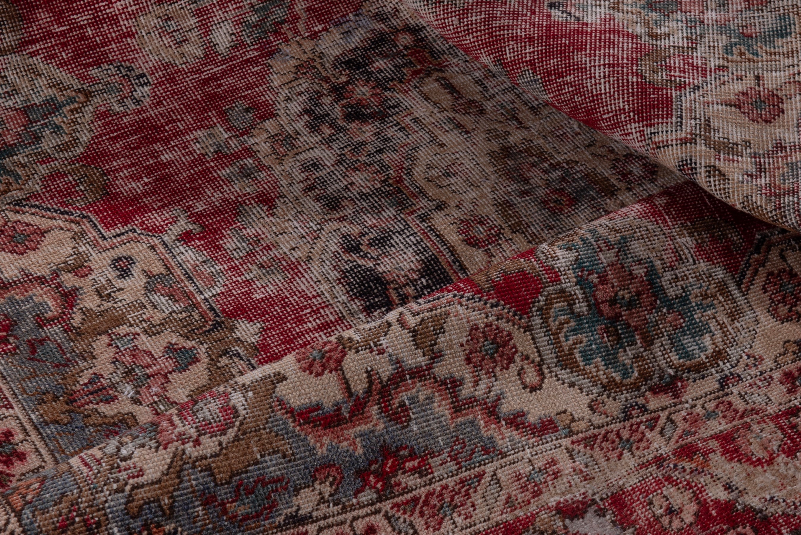 Persian Tabriz accent rug in burgundy and faded red, view 15 of 16