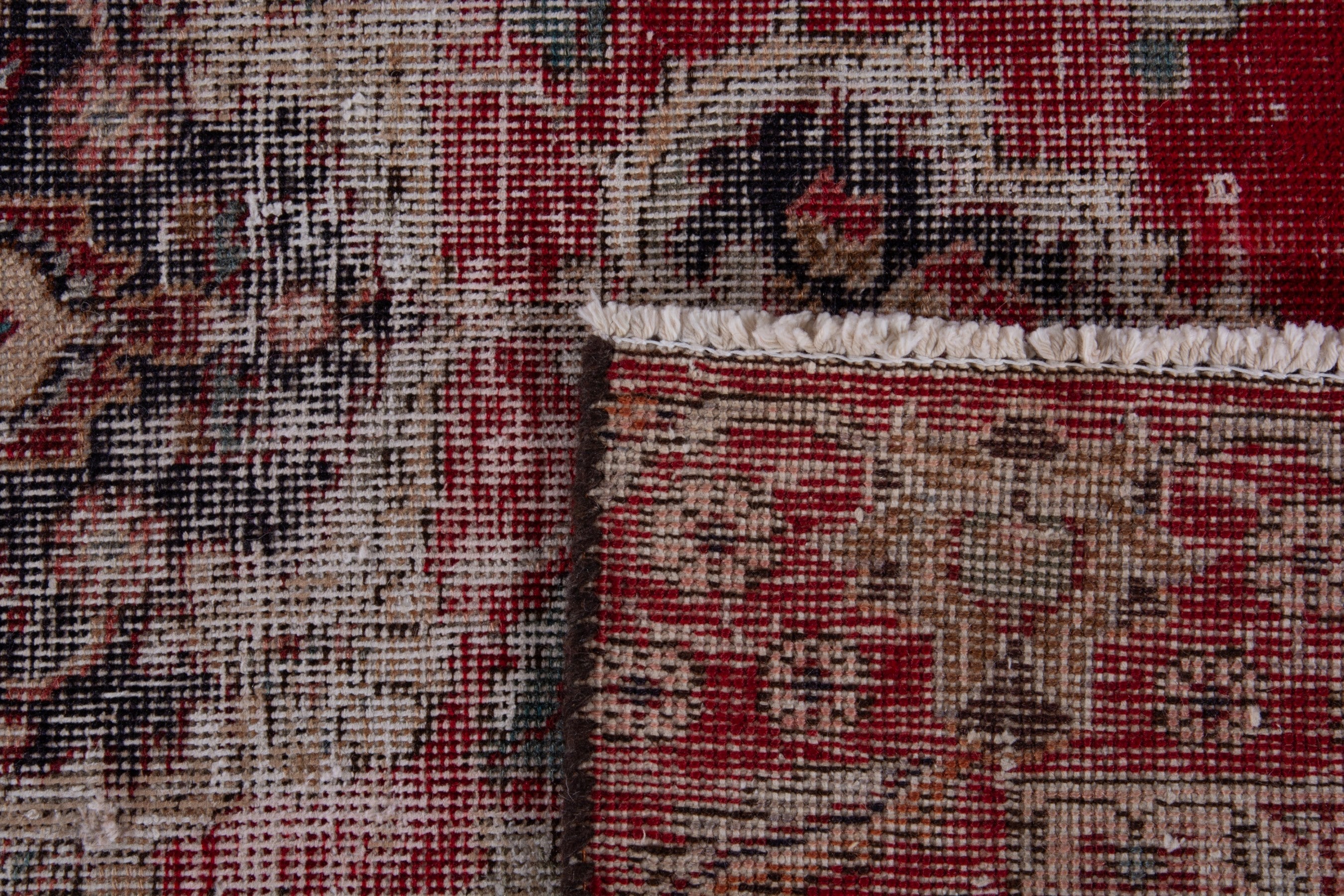 Persian Tabriz accent rug in burgundy and faded red, view 16 of 16