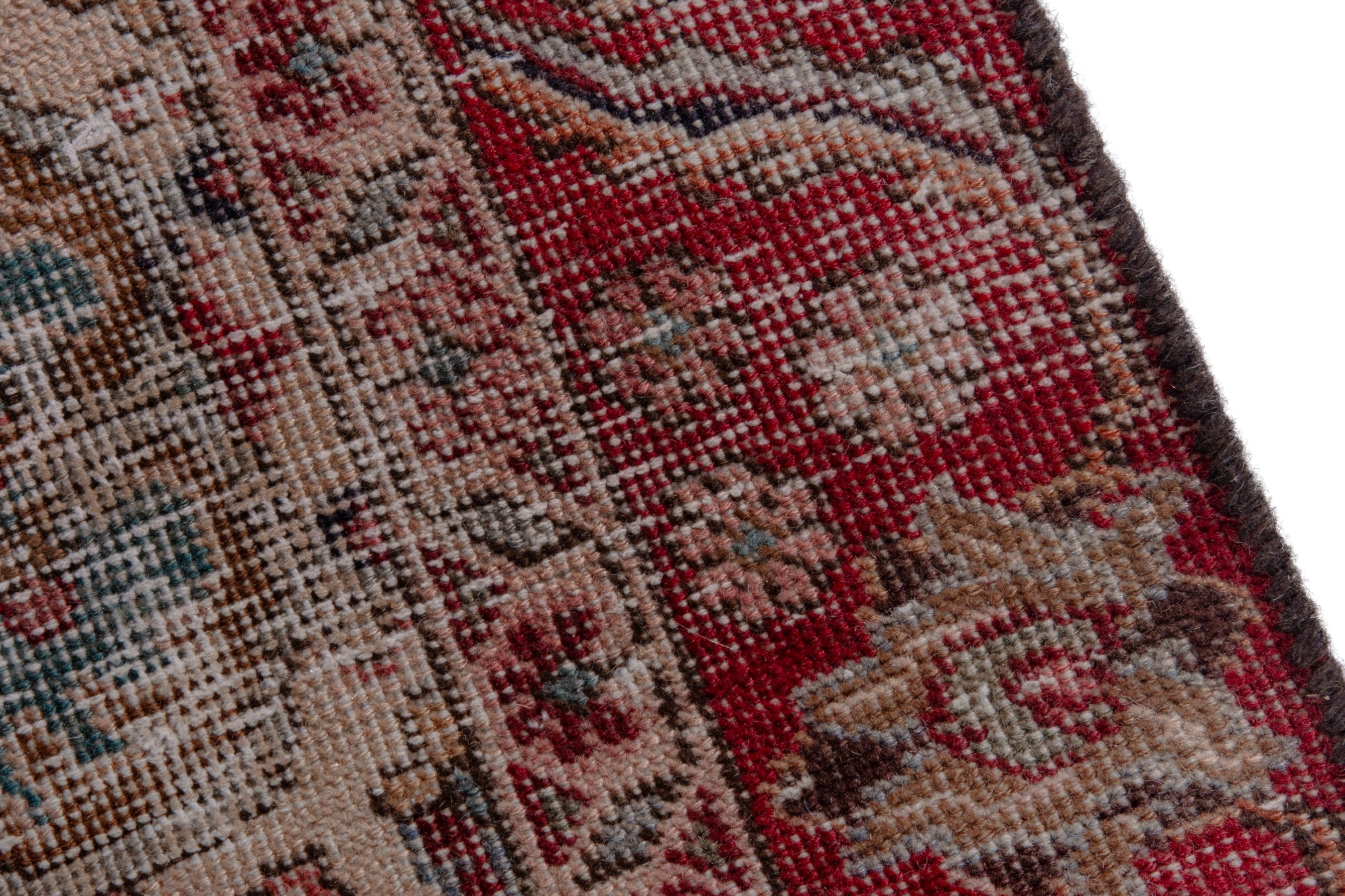 Persian Tabriz accent rug in burgundy and faded red, view 7 of 16