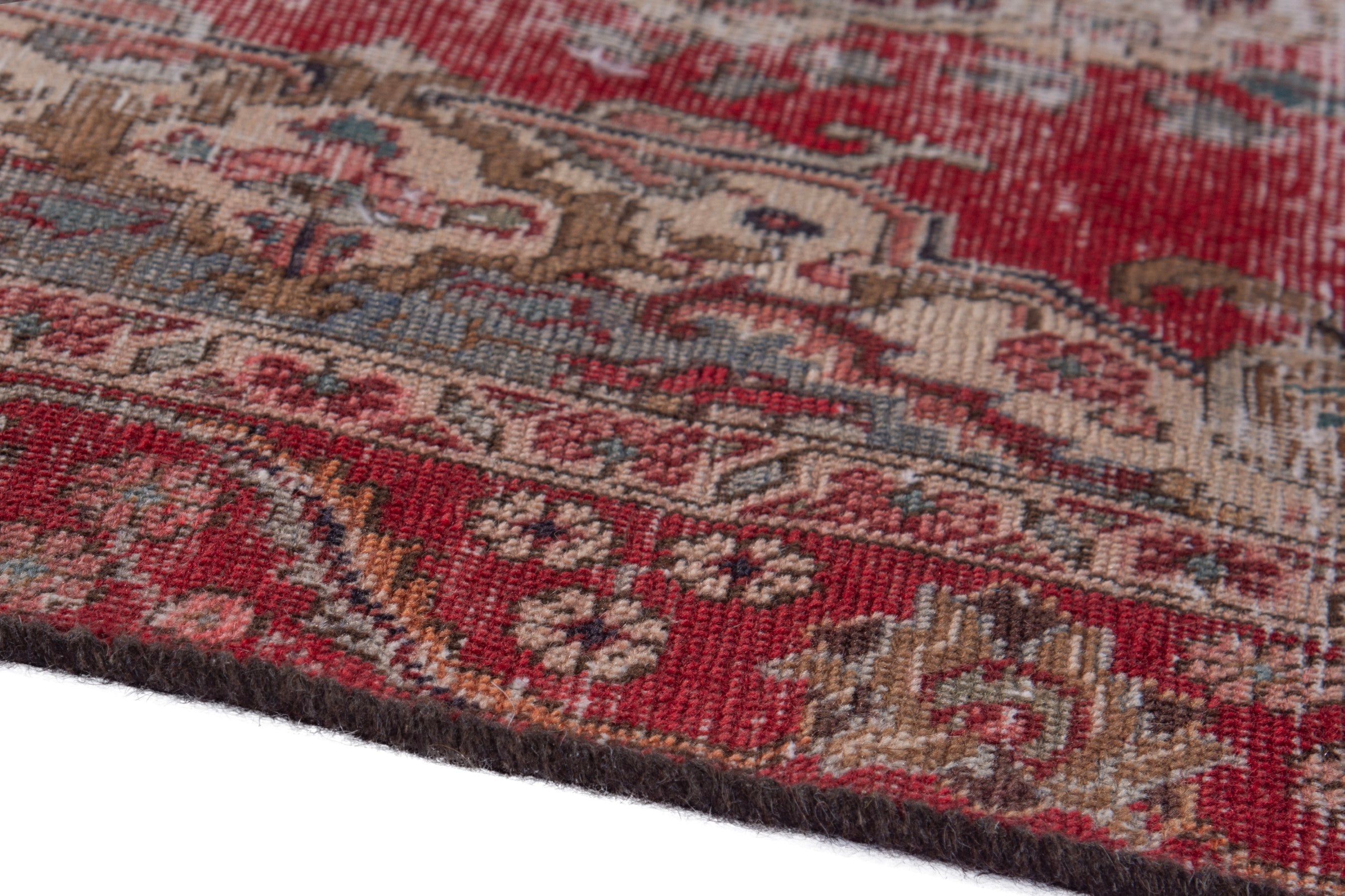 Persian Tabriz accent rug in burgundy and faded red, view 8 of 16