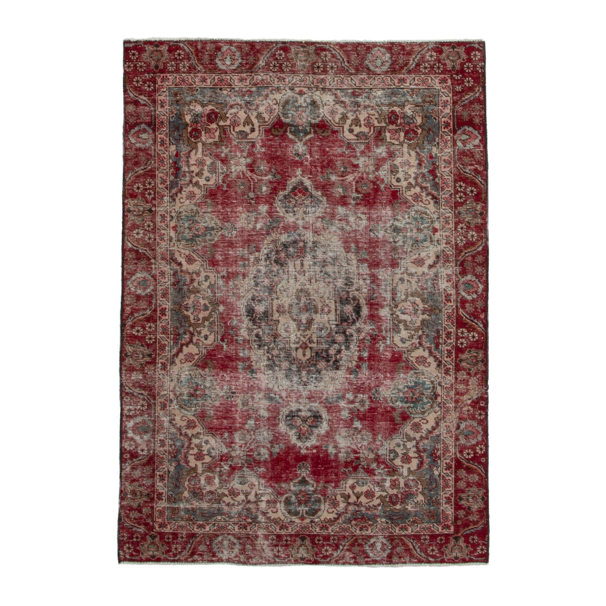 Persian Tabriz accent rug in burgundy and faded red, 3'11" x 6'