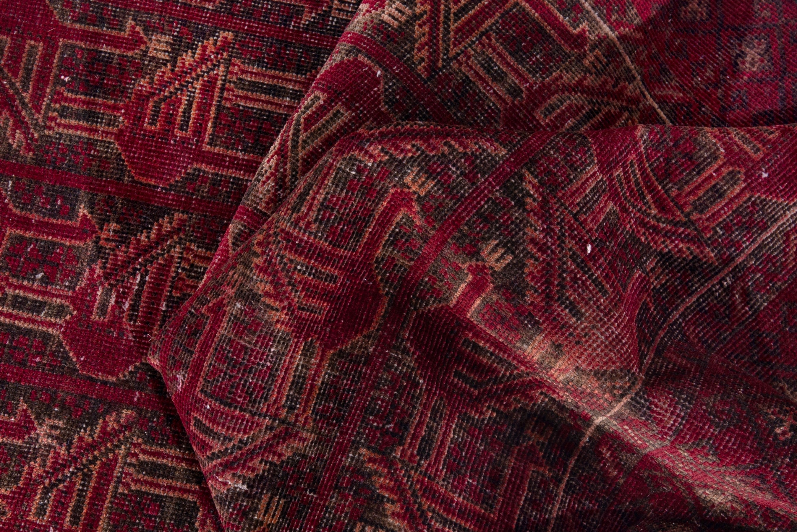 Persian Baluch accent rug in burgundy and faded red, view 13 of 17