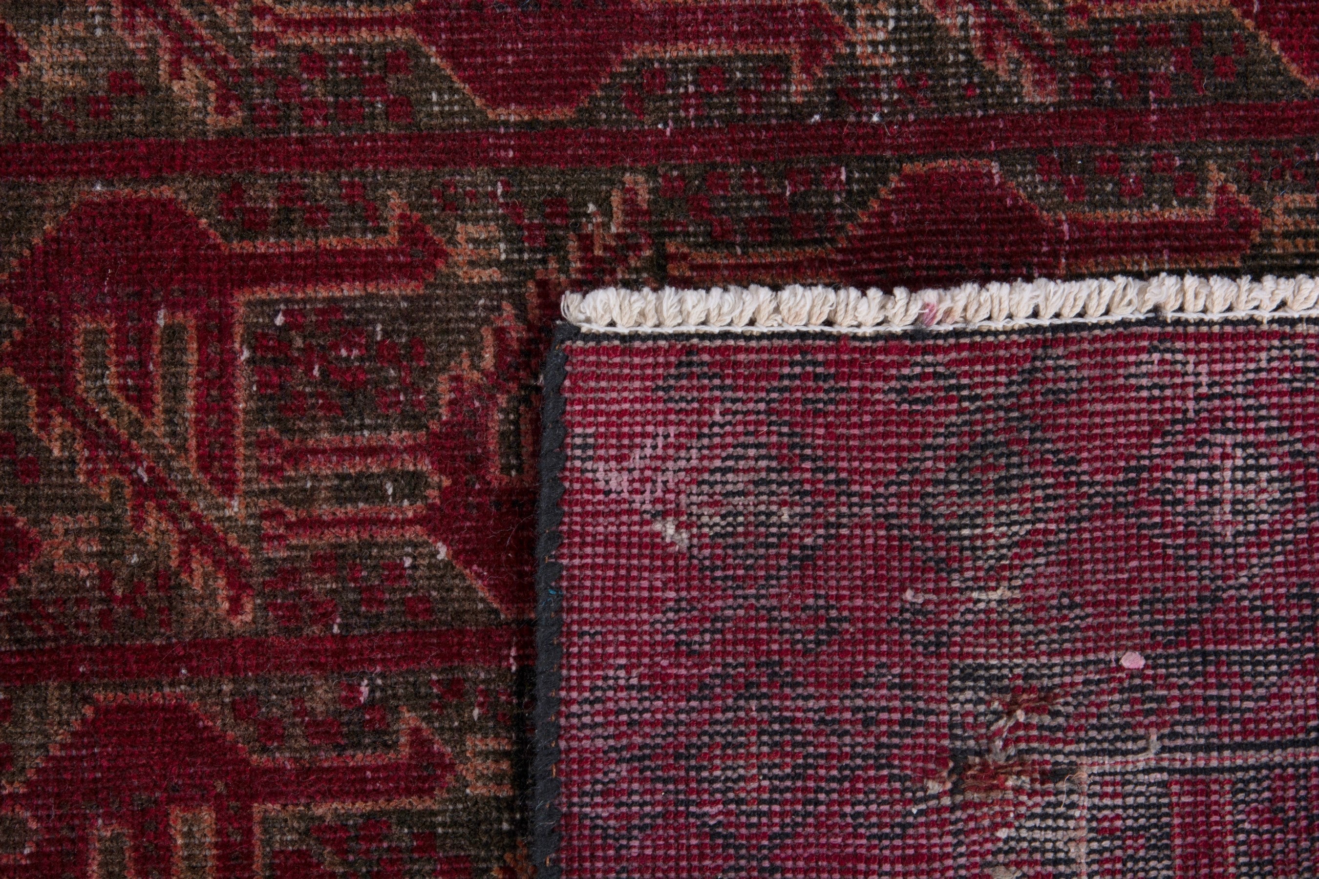 Persian Baluch accent rug in burgundy and faded red, view 17 of 17