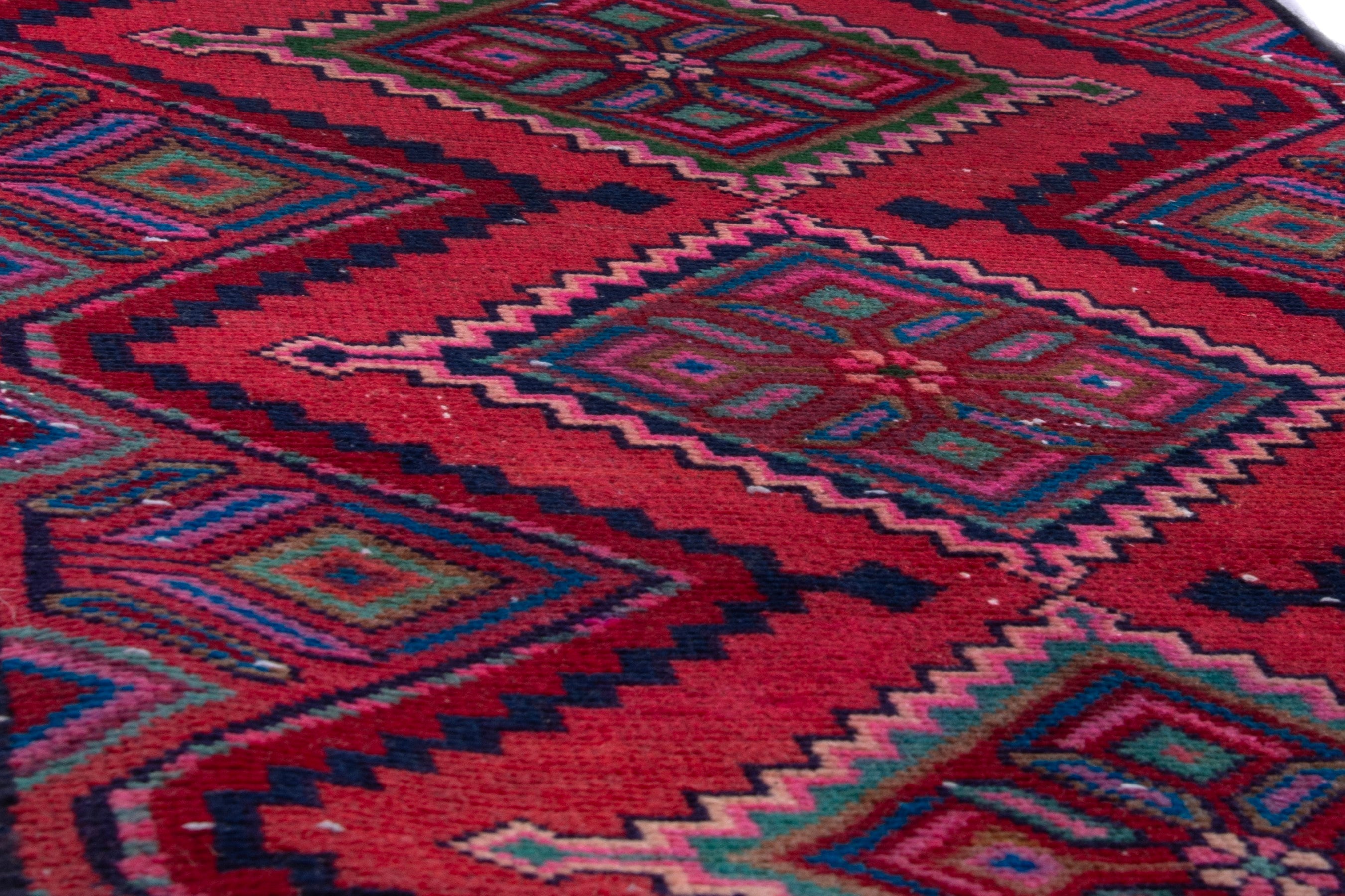 Persian Hamedan runner rug in burgundy and deep red, view 10 of 18