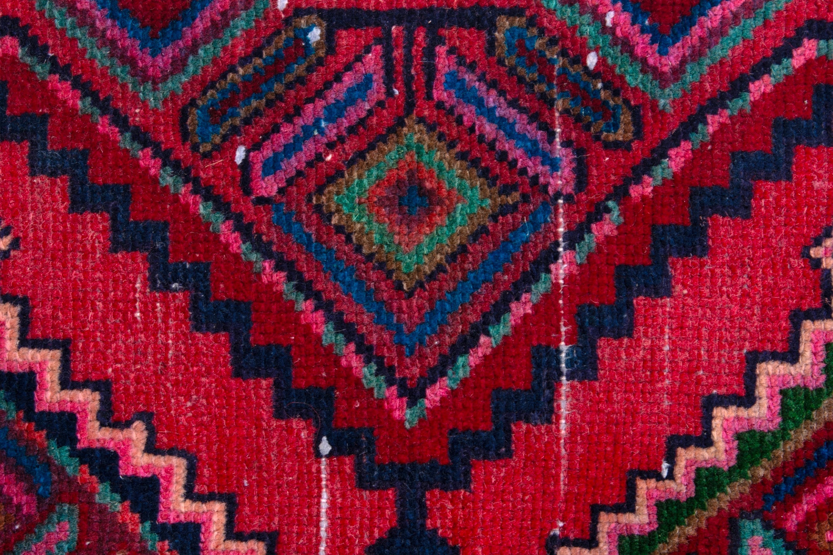 Persian Hamedan runner rug in burgundy and deep red, view 11 of 18