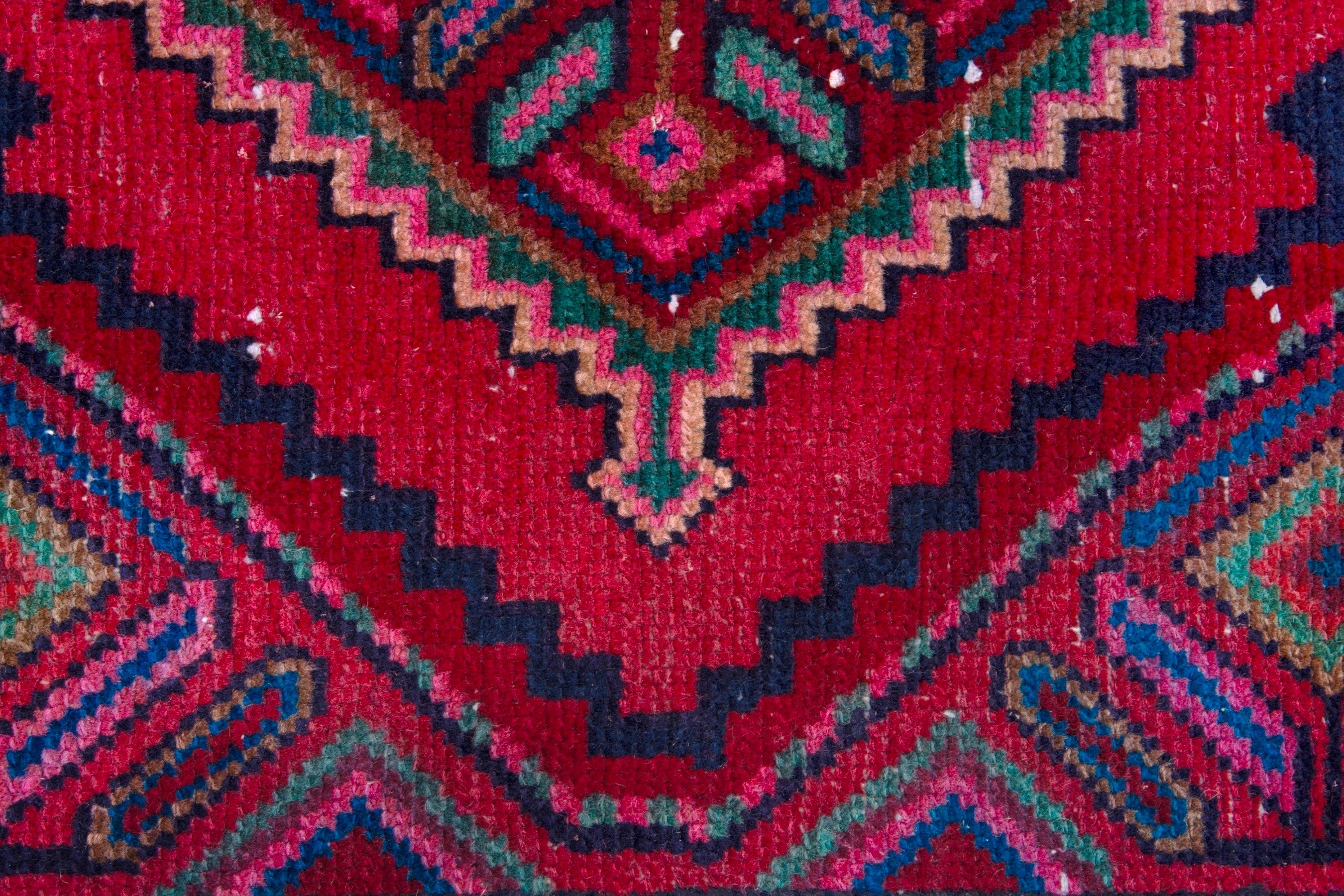 Persian Hamedan runner rug in burgundy and deep red, view 12 of 18