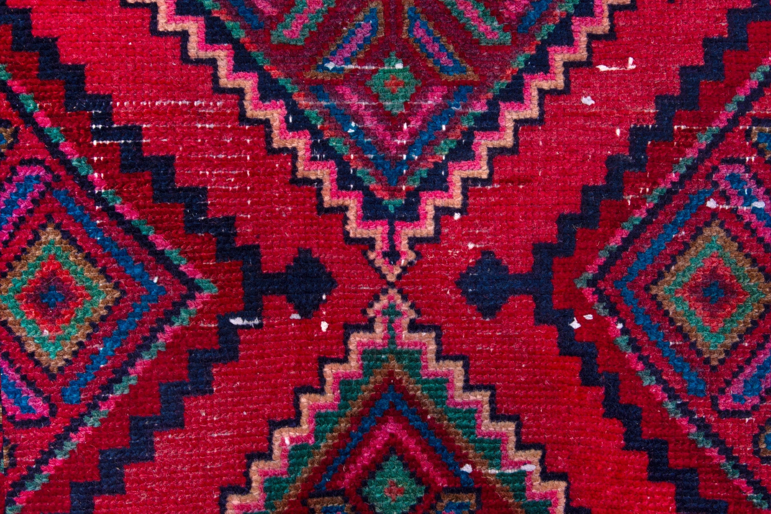 Persian Hamedan runner rug in burgundy and deep red, view 13 of 18