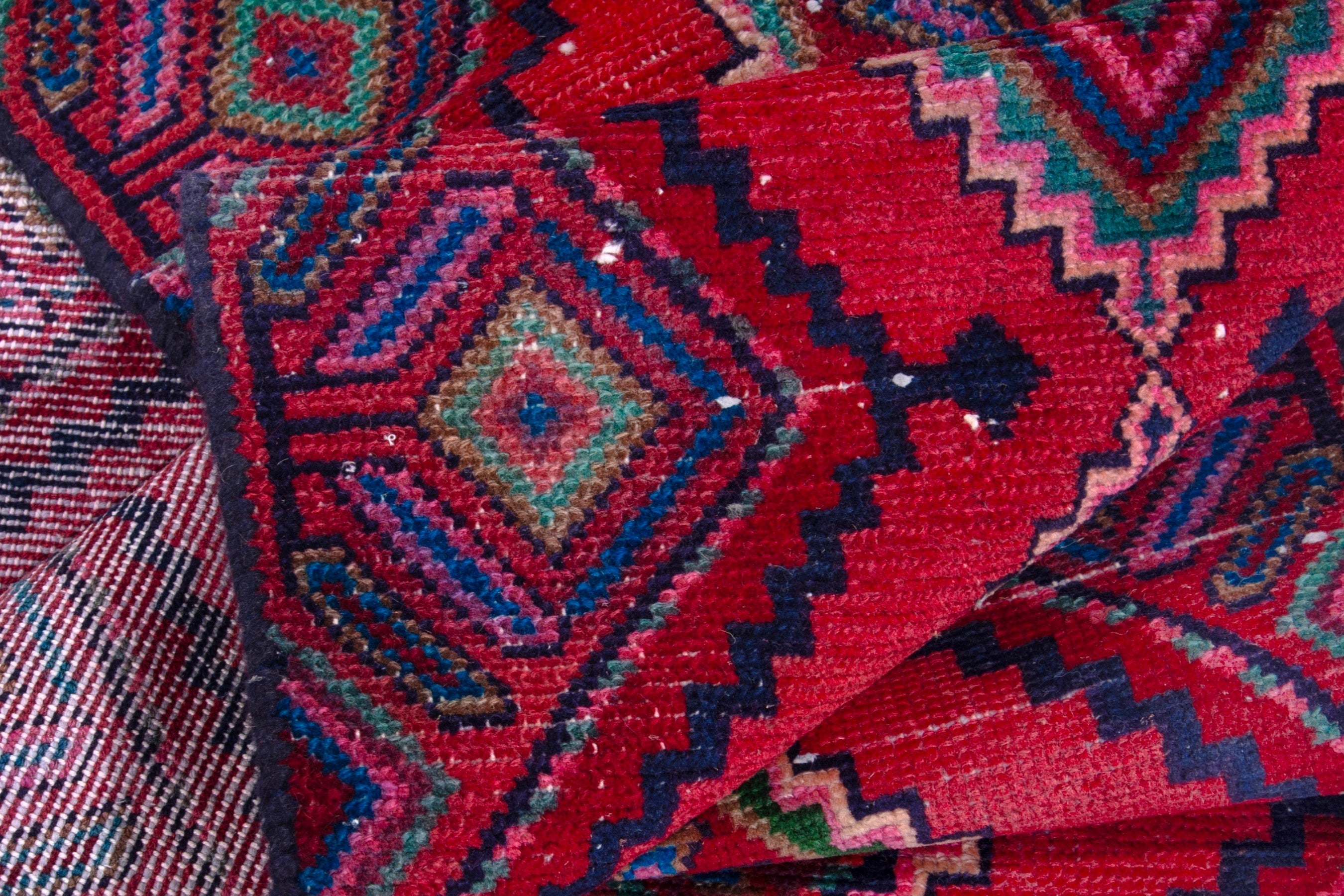 Persian Hamedan runner rug in burgundy and deep red, view 14 of 18