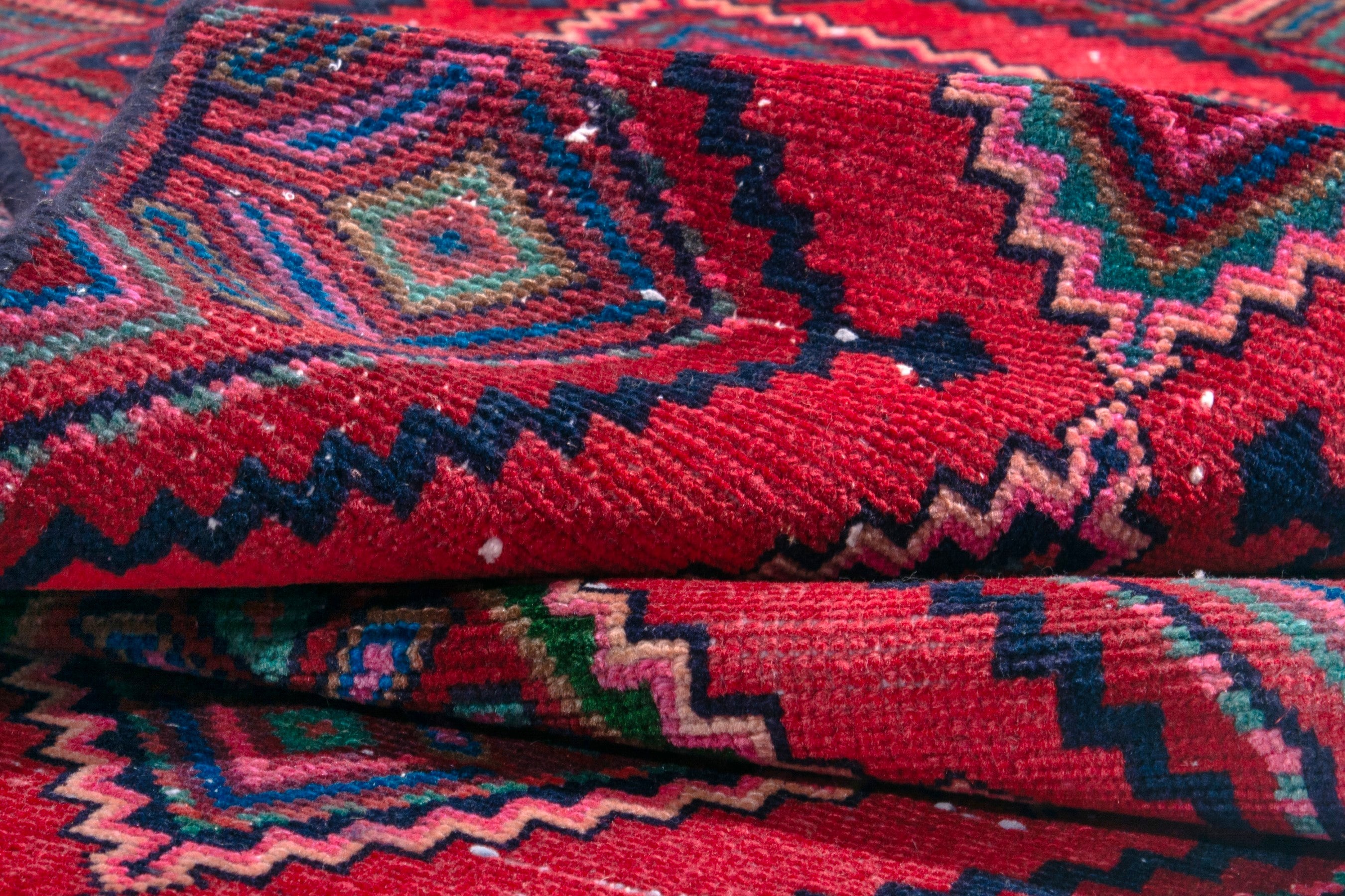 Persian Hamedan runner rug in burgundy and deep red, view 15 of 18
