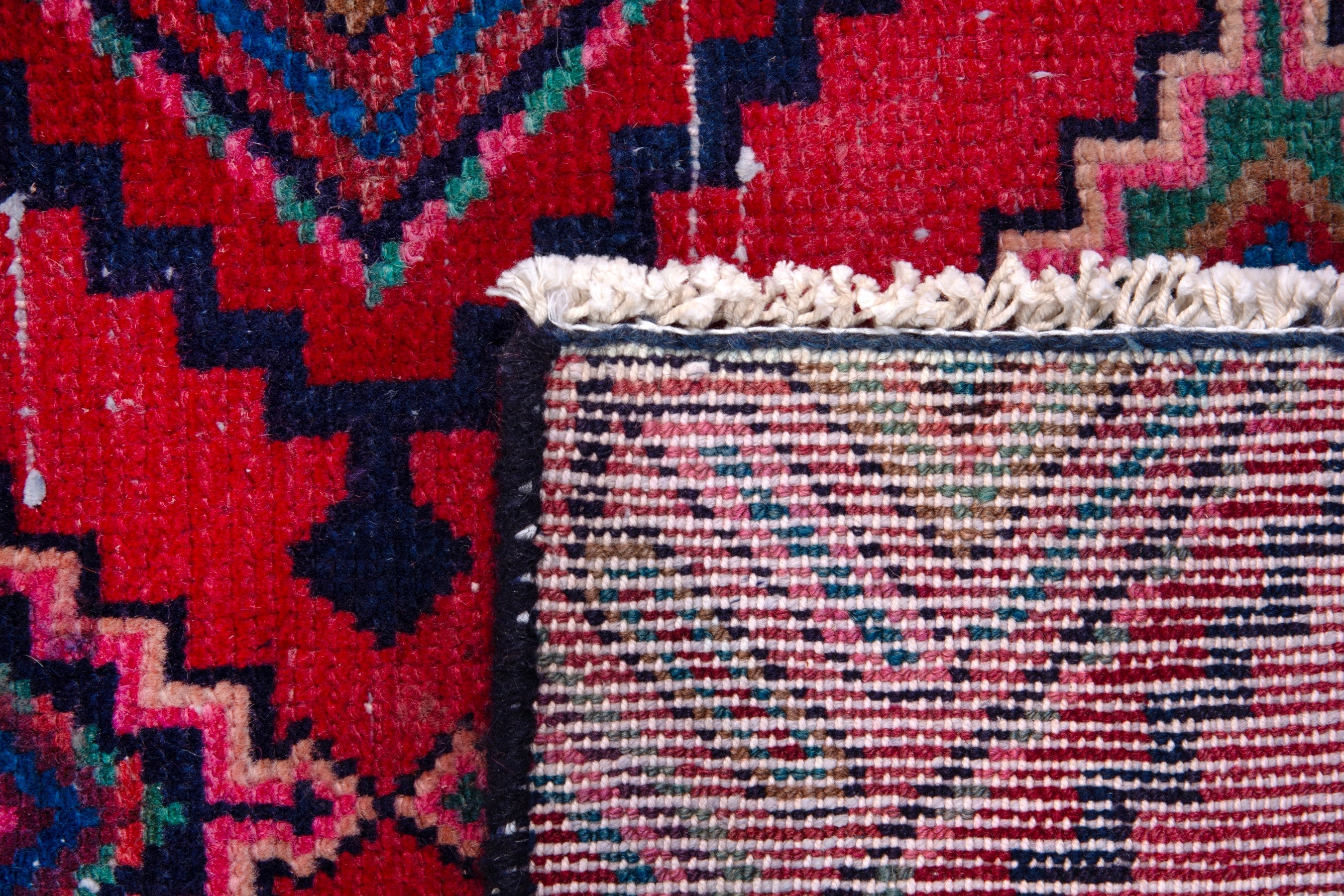 Persian Hamedan runner rug in burgundy and deep red, view 18 of 18