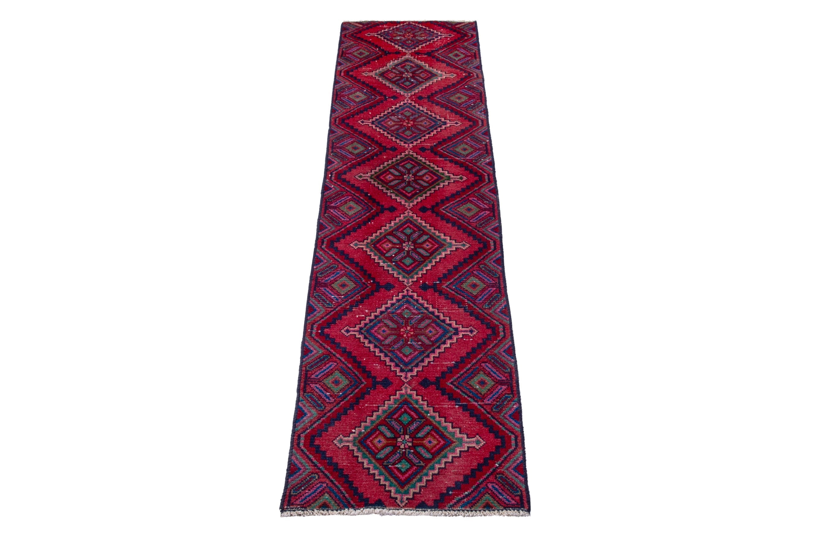 Persian Hamedan runner rug in burgundy and deep red, view 2 of 18