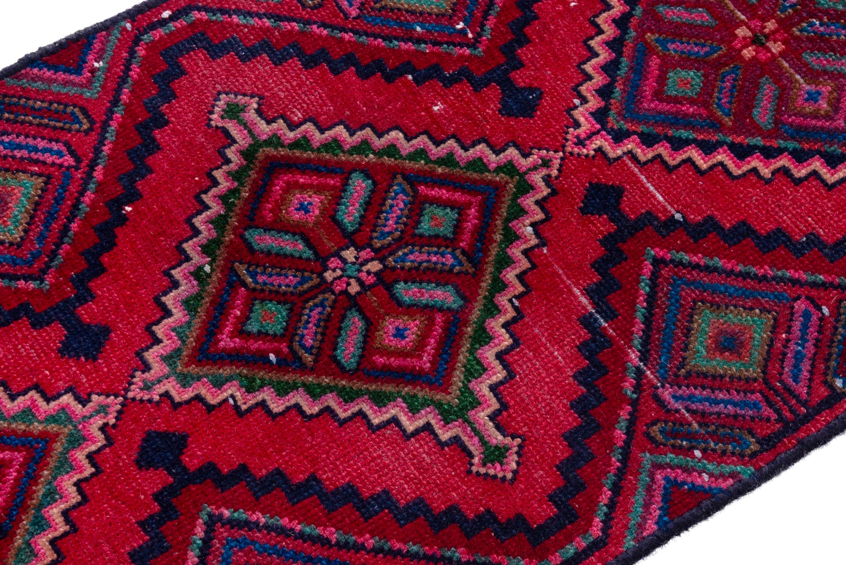Persian Hamedan runner rug in burgundy and deep red, view 6 of 18