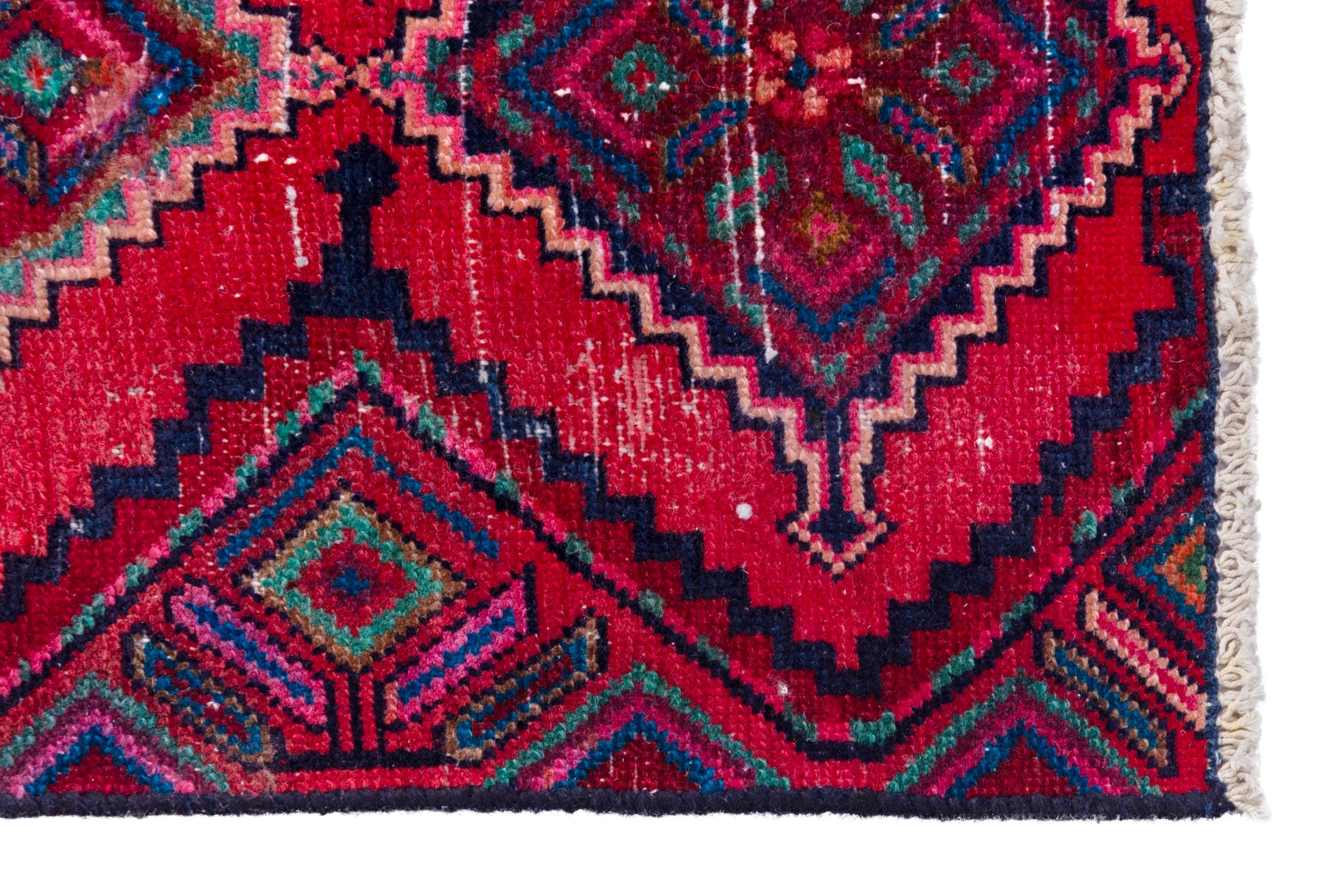 Persian Hamedan runner rug in burgundy and deep red, view 5 of 18
