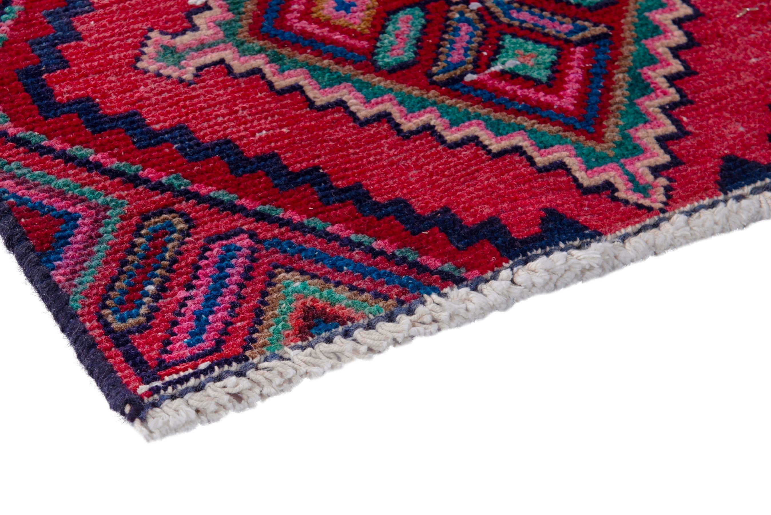 Persian Hamedan runner rug in burgundy and deep red, view 4 of 18