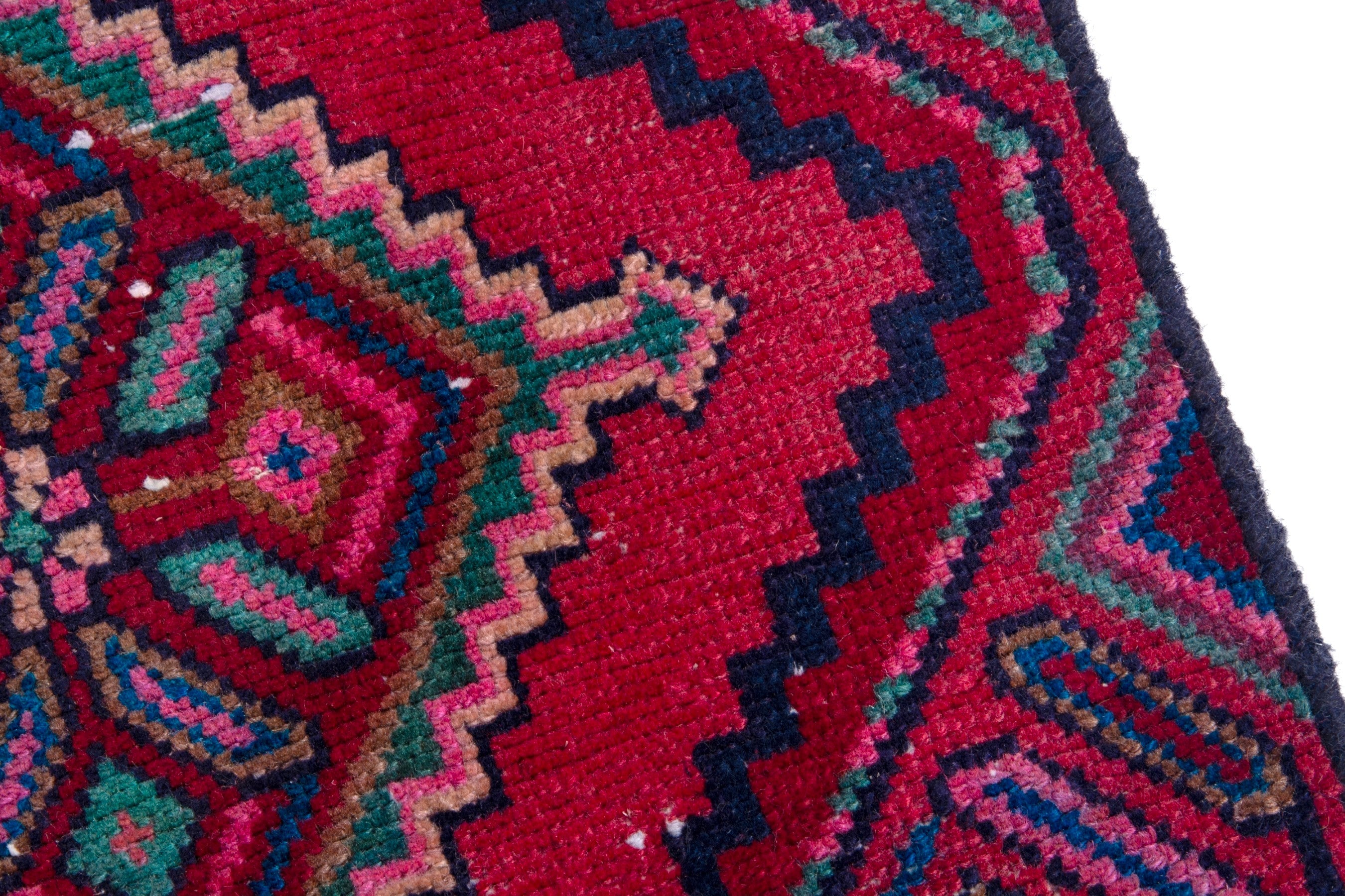 Persian Hamedan runner rug in burgundy and deep red, view 7 of 18