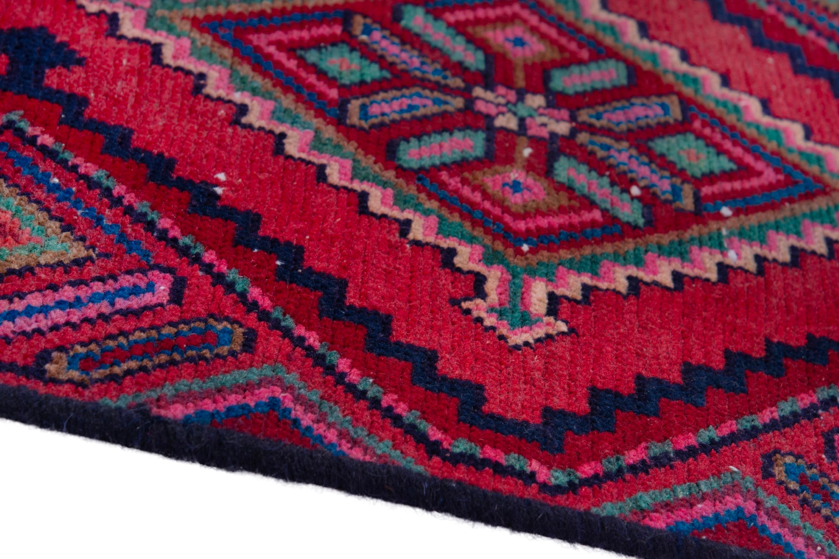 Persian Hamedan runner rug in burgundy and deep red, view 8 of 18
