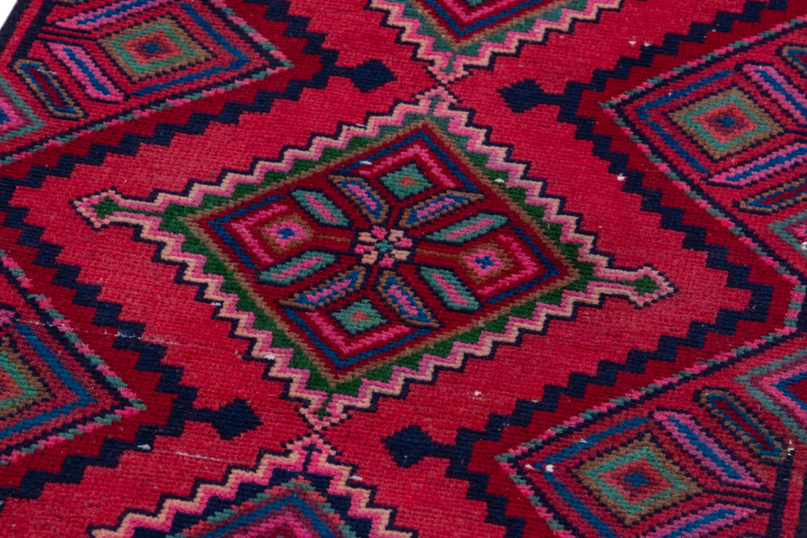 Persian Hamedan runner rug in burgundy and deep red, view 9 of 18