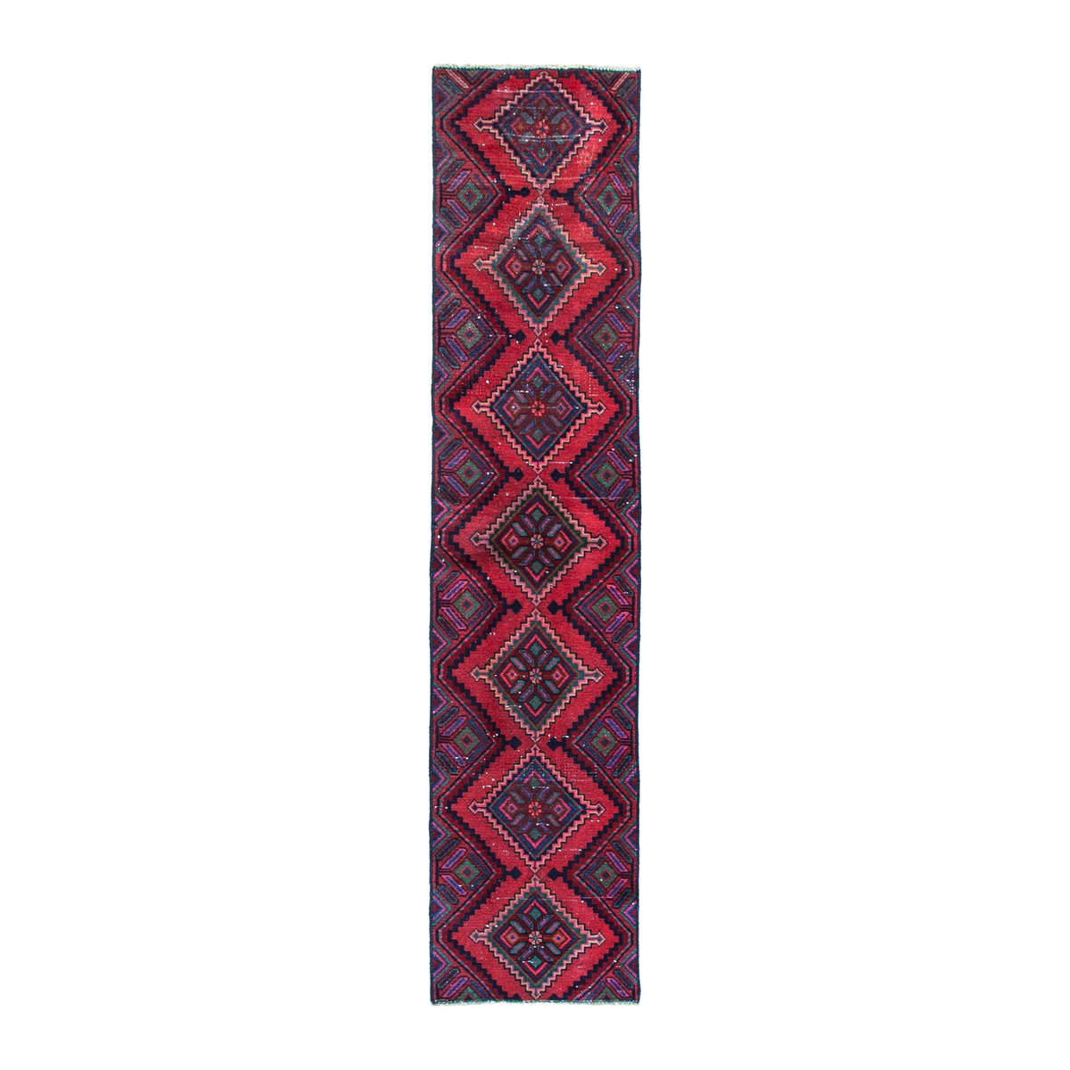 Persian Hamedan runner rug in burgundy and deep red, 1'8" x 7'7"