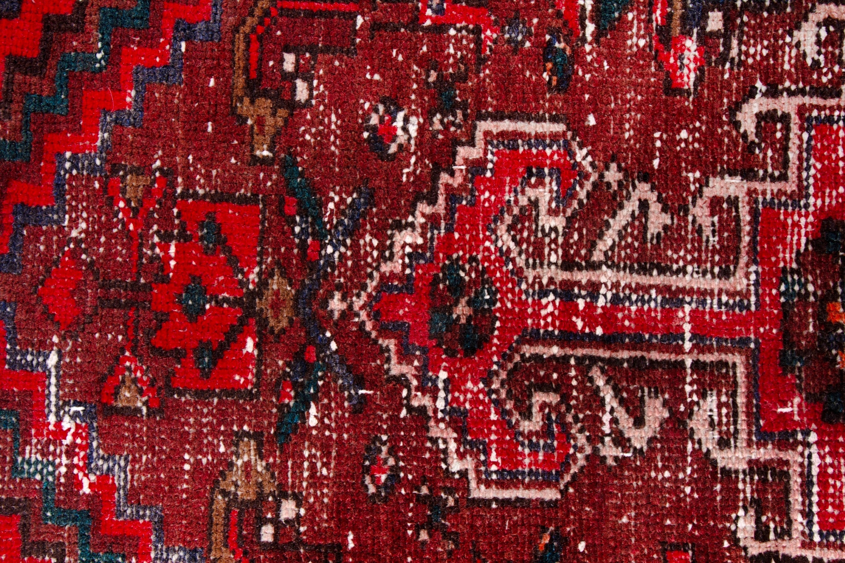 Persian Zanjan runner rug in burgundy and deep red, view 11 of 17