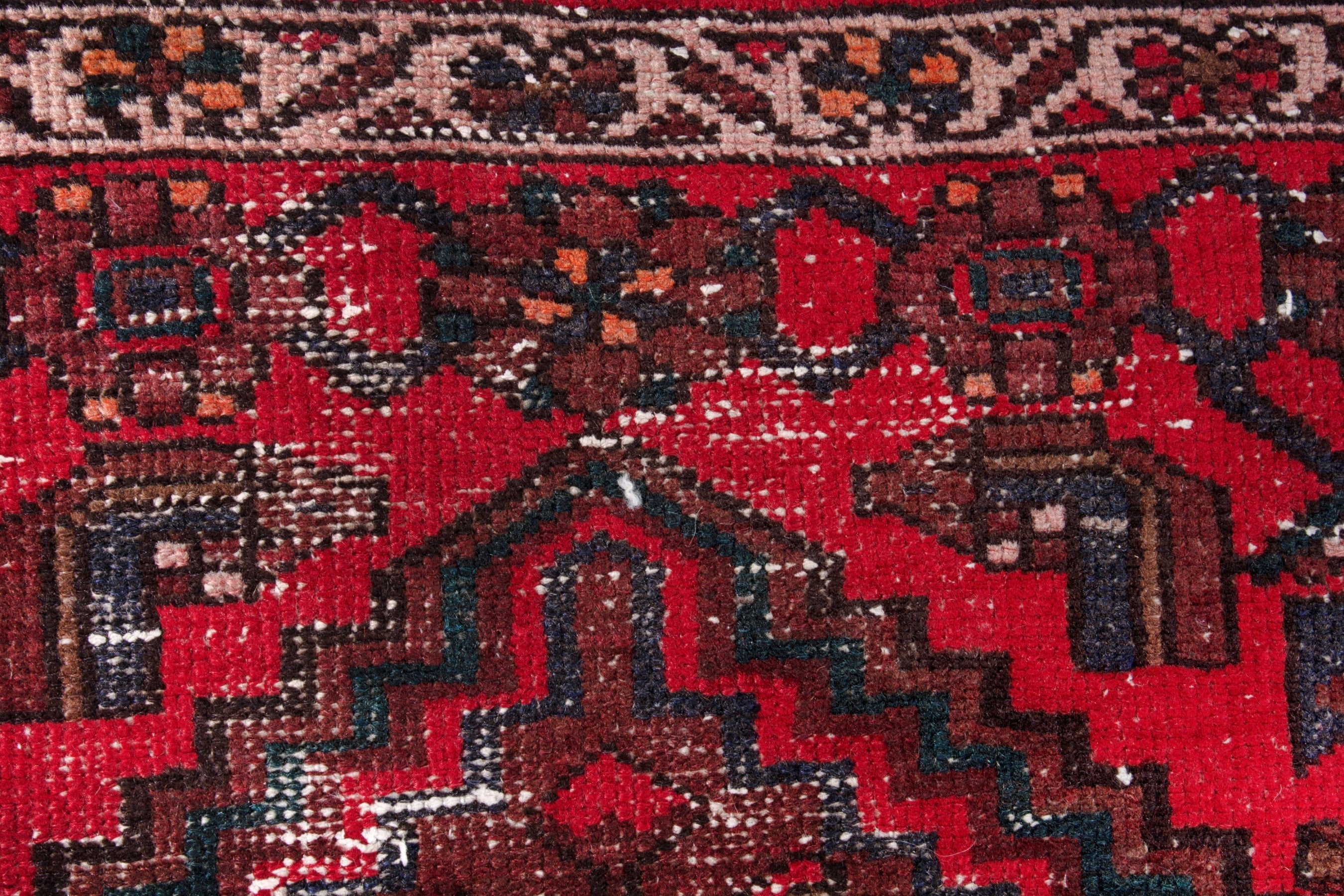 Persian Zanjan runner rug in burgundy and deep red, view 12 of 17