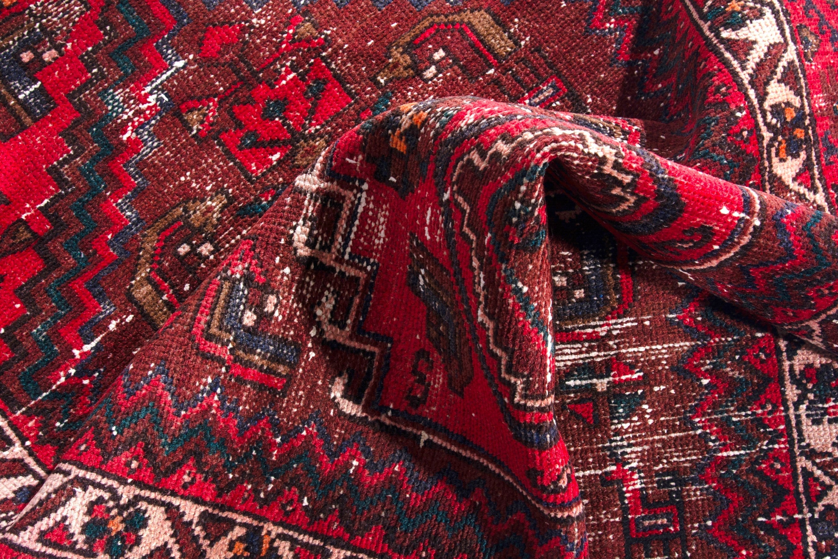 Persian Zanjan runner rug in burgundy and deep red, view 13 of 17