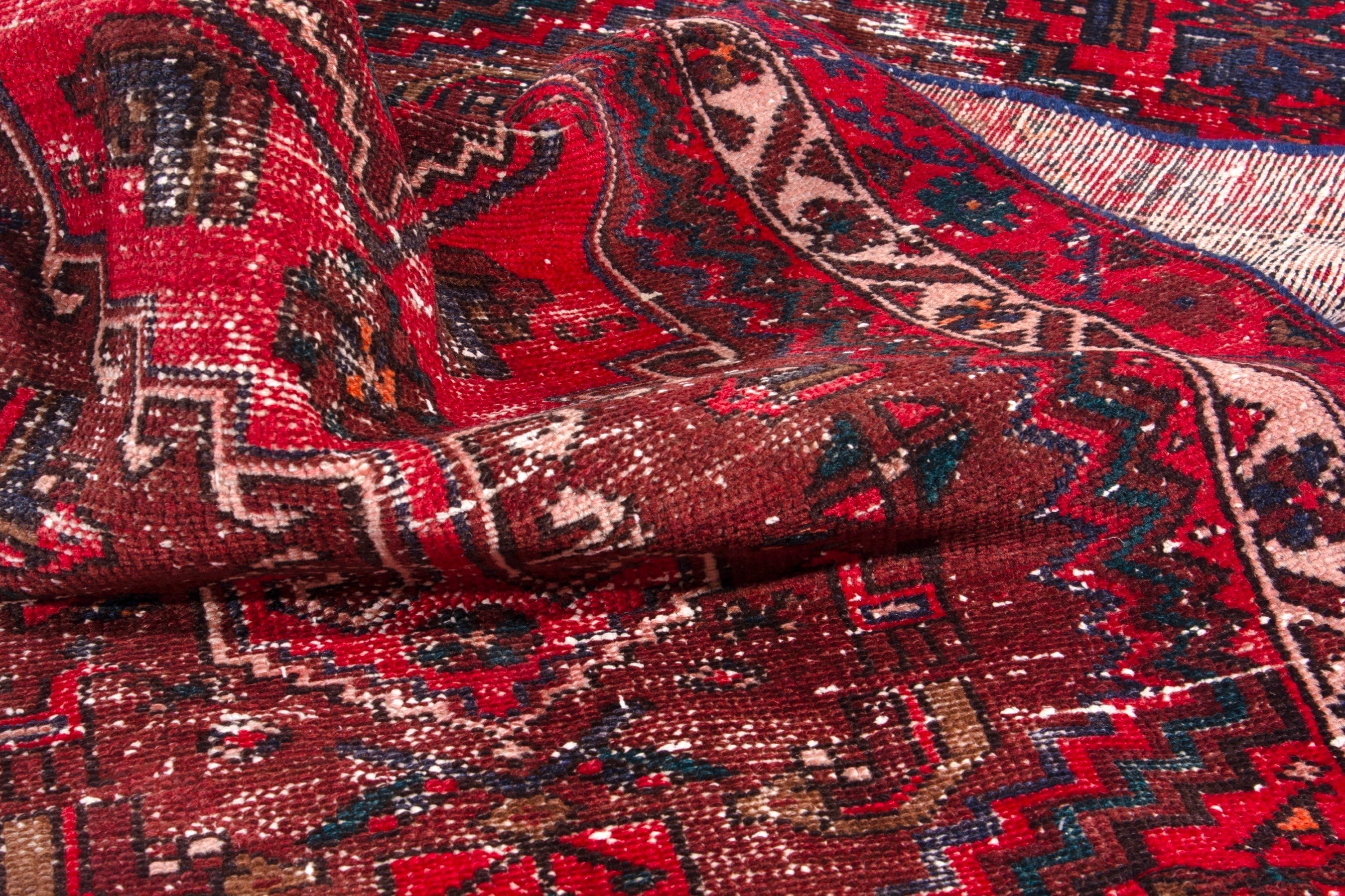 Persian Zanjan runner rug in burgundy and deep red, view 14 of 17