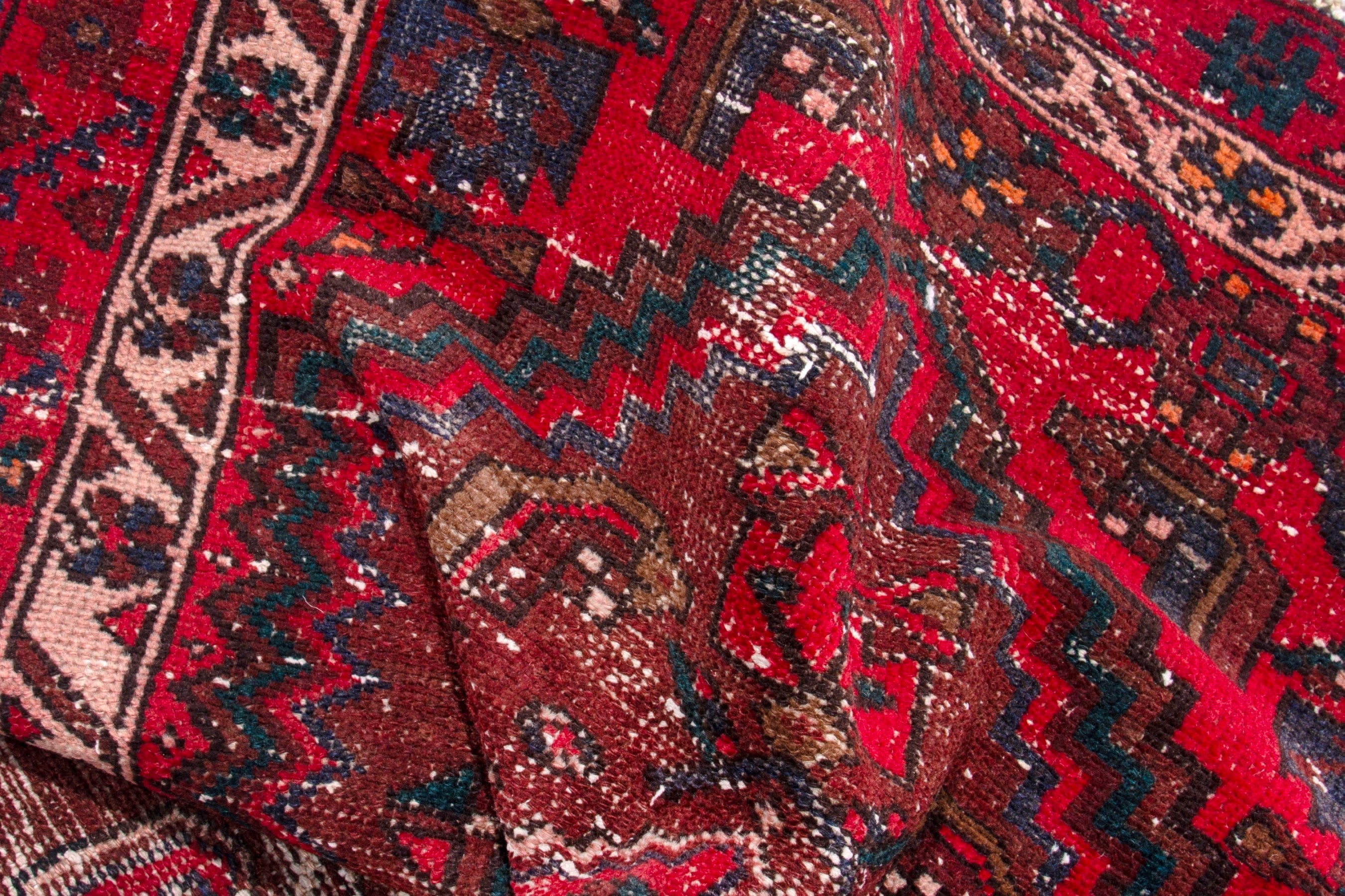 Persian Zanjan runner rug in burgundy and deep red, view 15 of 17