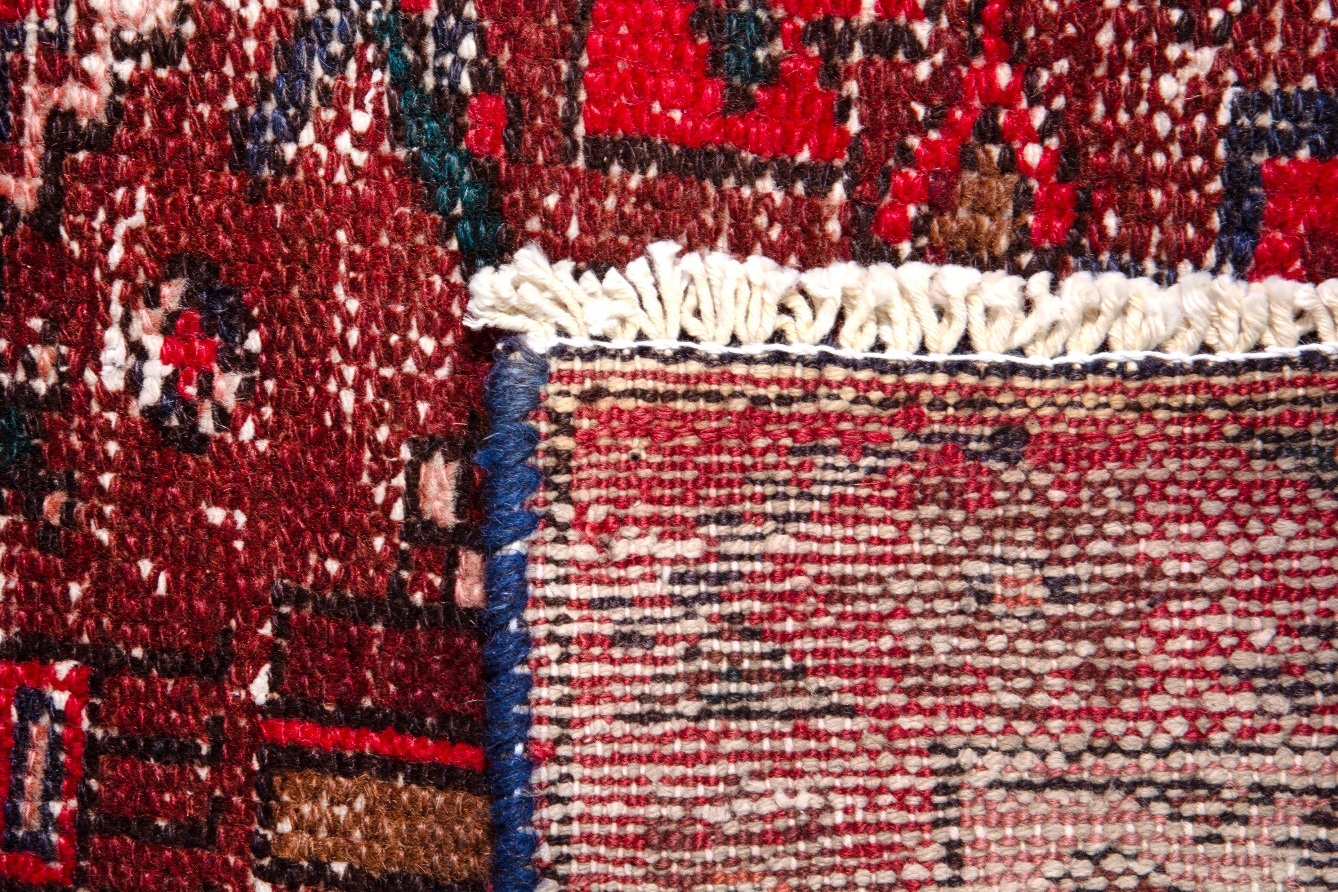 Persian Zanjan runner rug in burgundy and deep red, view 17 of 17