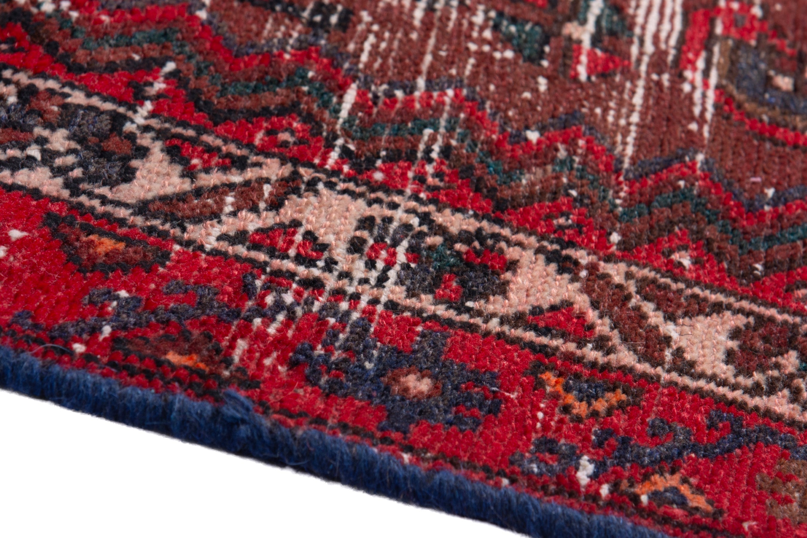 Persian Zanjan runner rug in burgundy and deep red, view 7 of 17