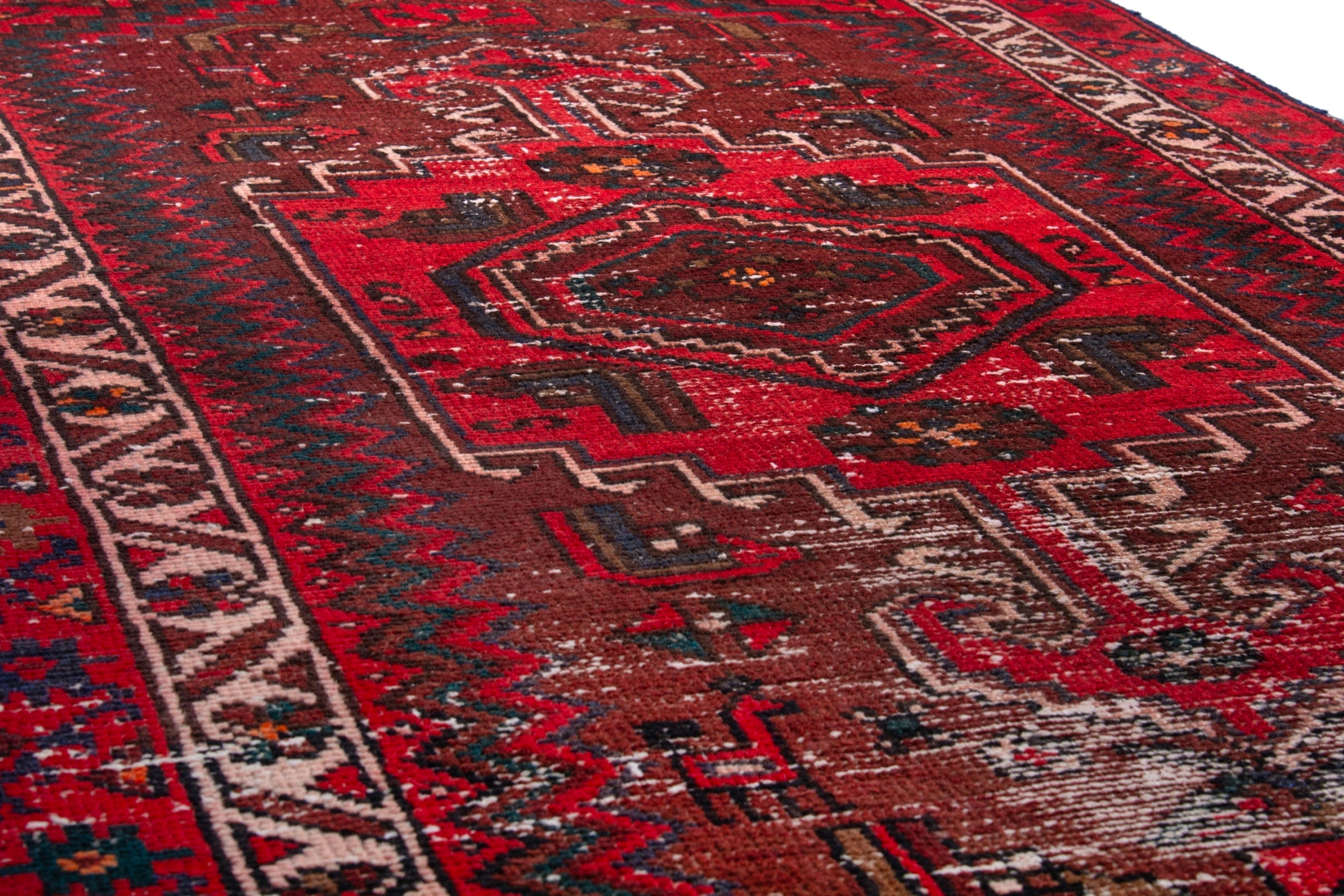 Persian Zanjan runner rug in burgundy and deep red, view 9 of 17