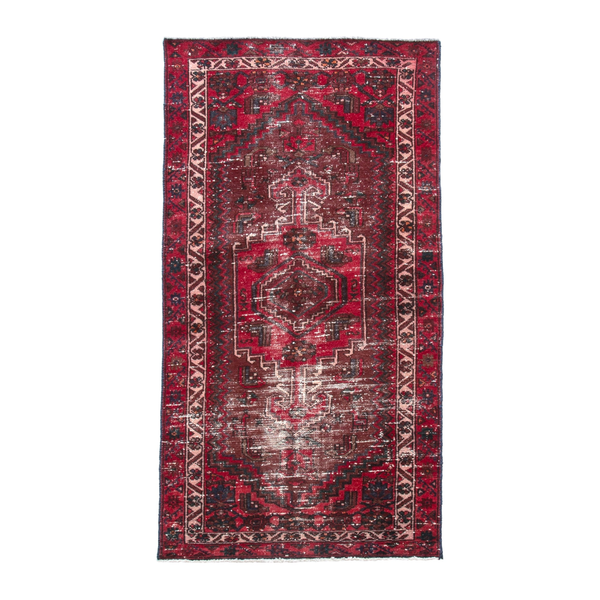 Persian Zanjan runner rug in burgundy and deep red, 3' x 6'7"