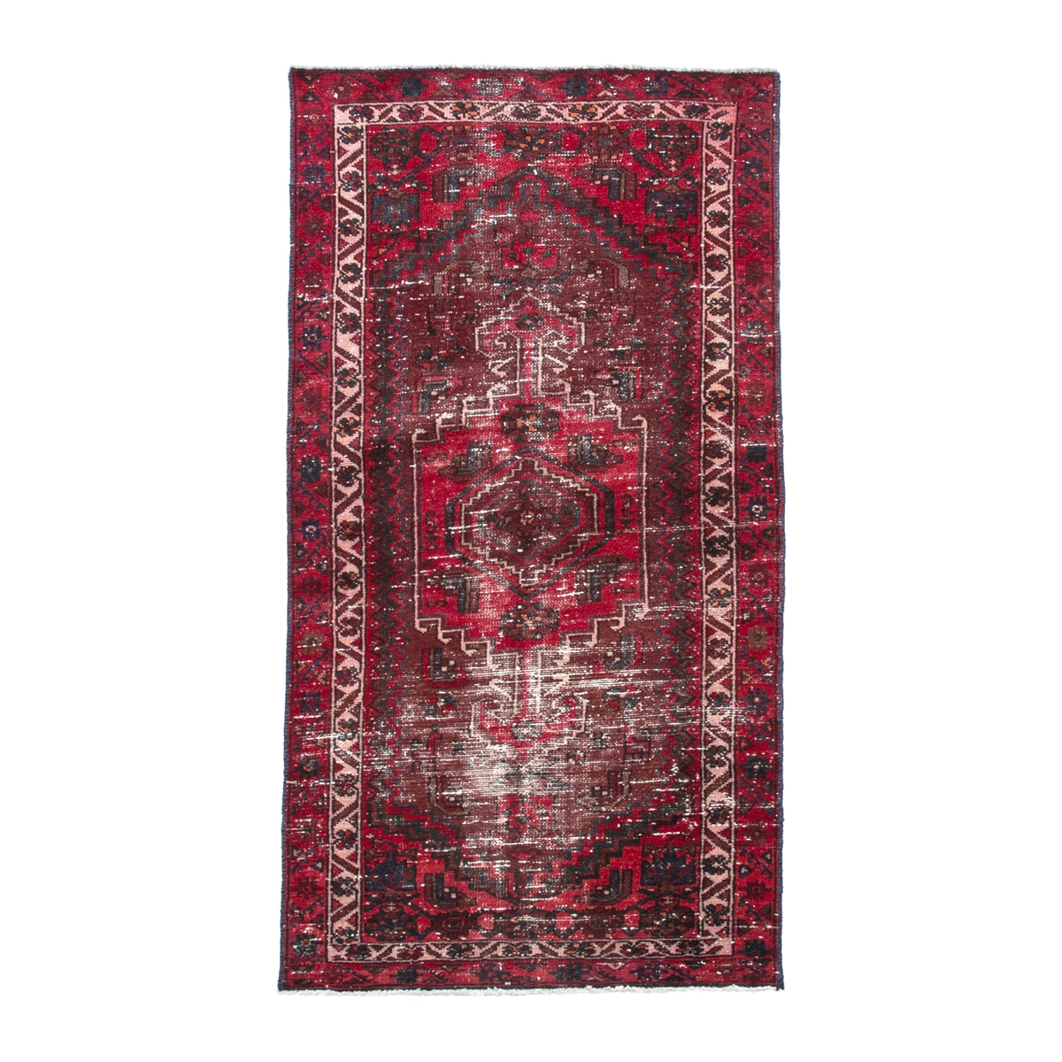 Persian Zanjan runner rug in burgundy and deep red, 3' x 6'7"