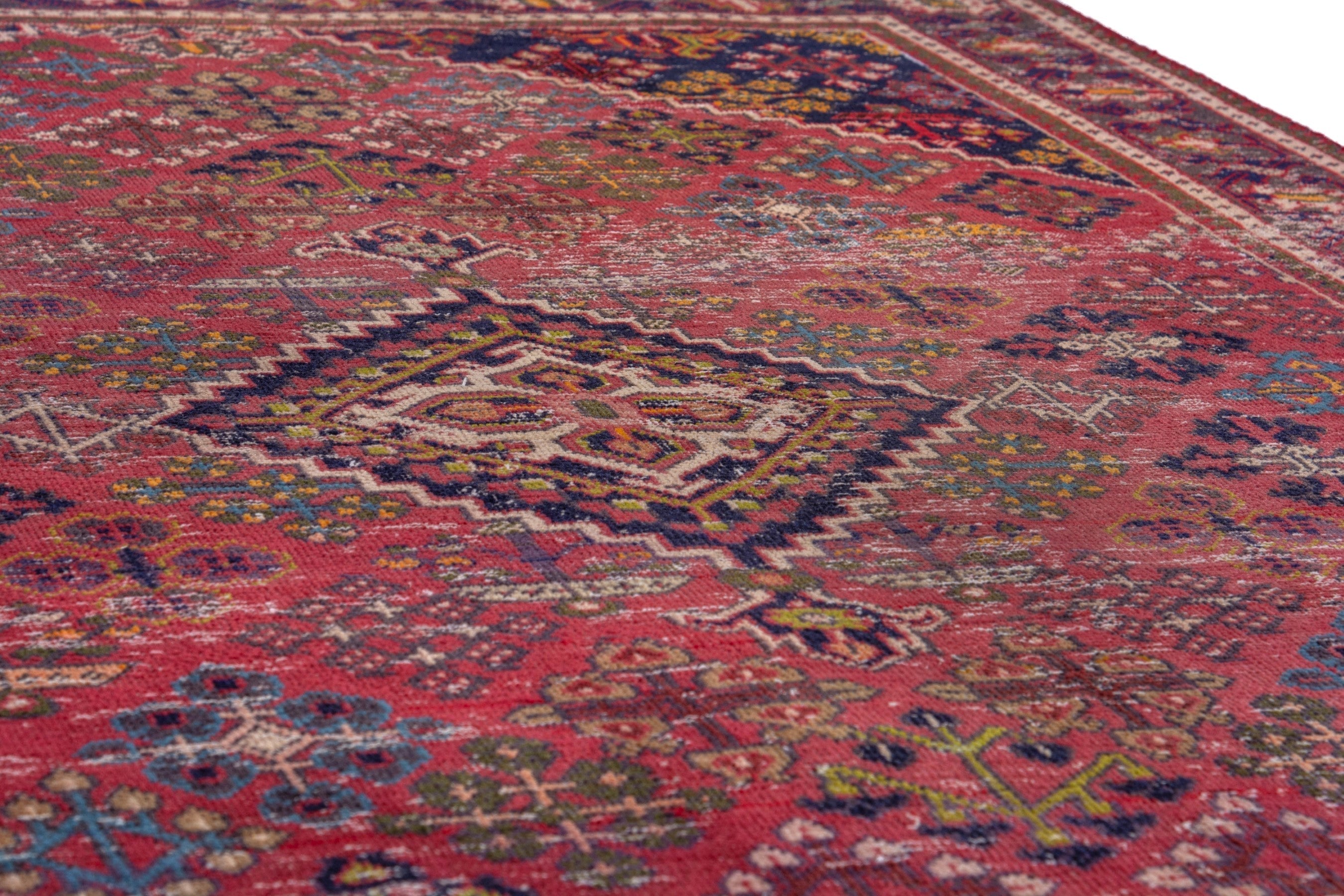 Persian Joshaghan area rug in deep red and burgundy, view 10 of 19