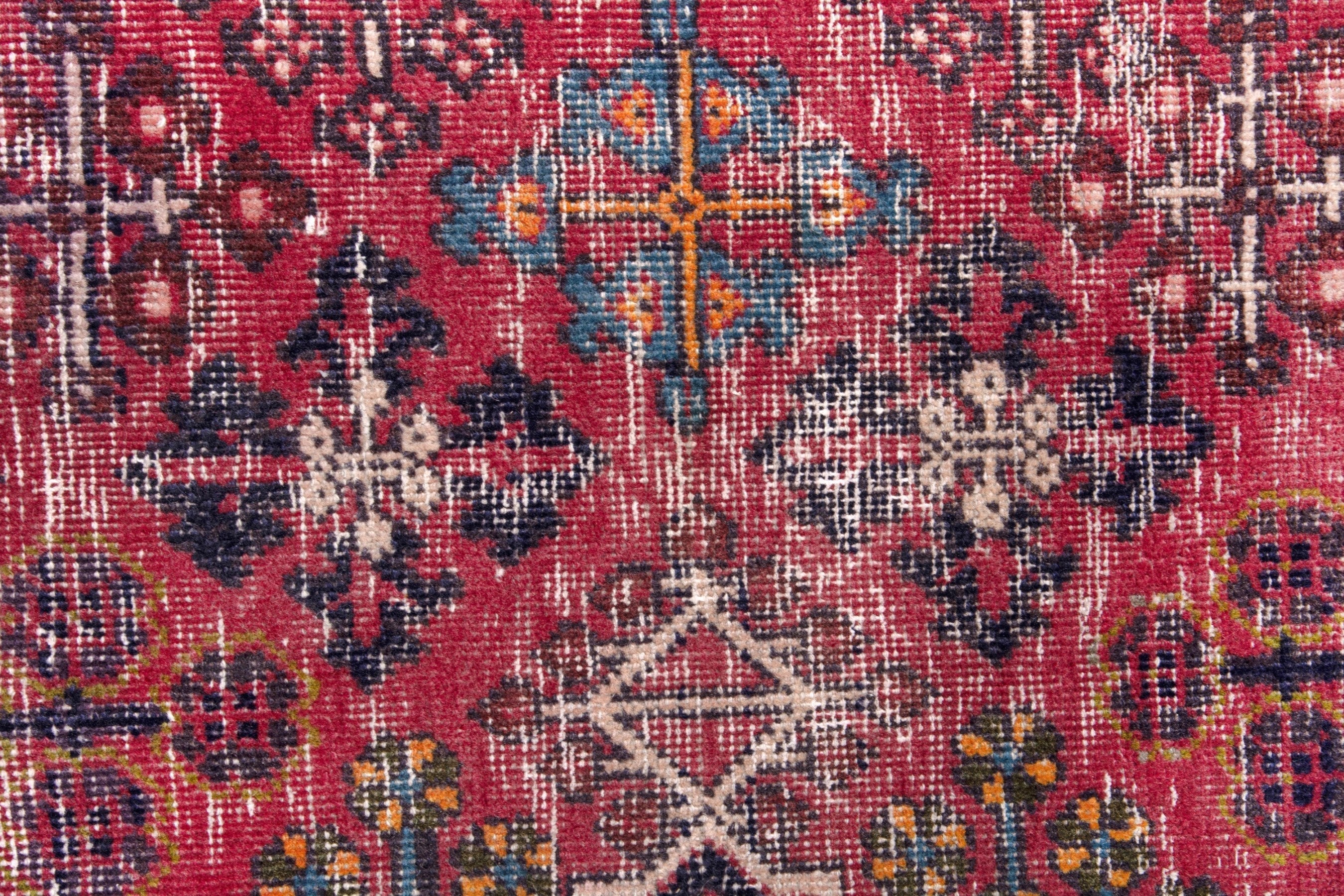 Persian Joshaghan area rug in deep red and burgundy, view 11 of 19