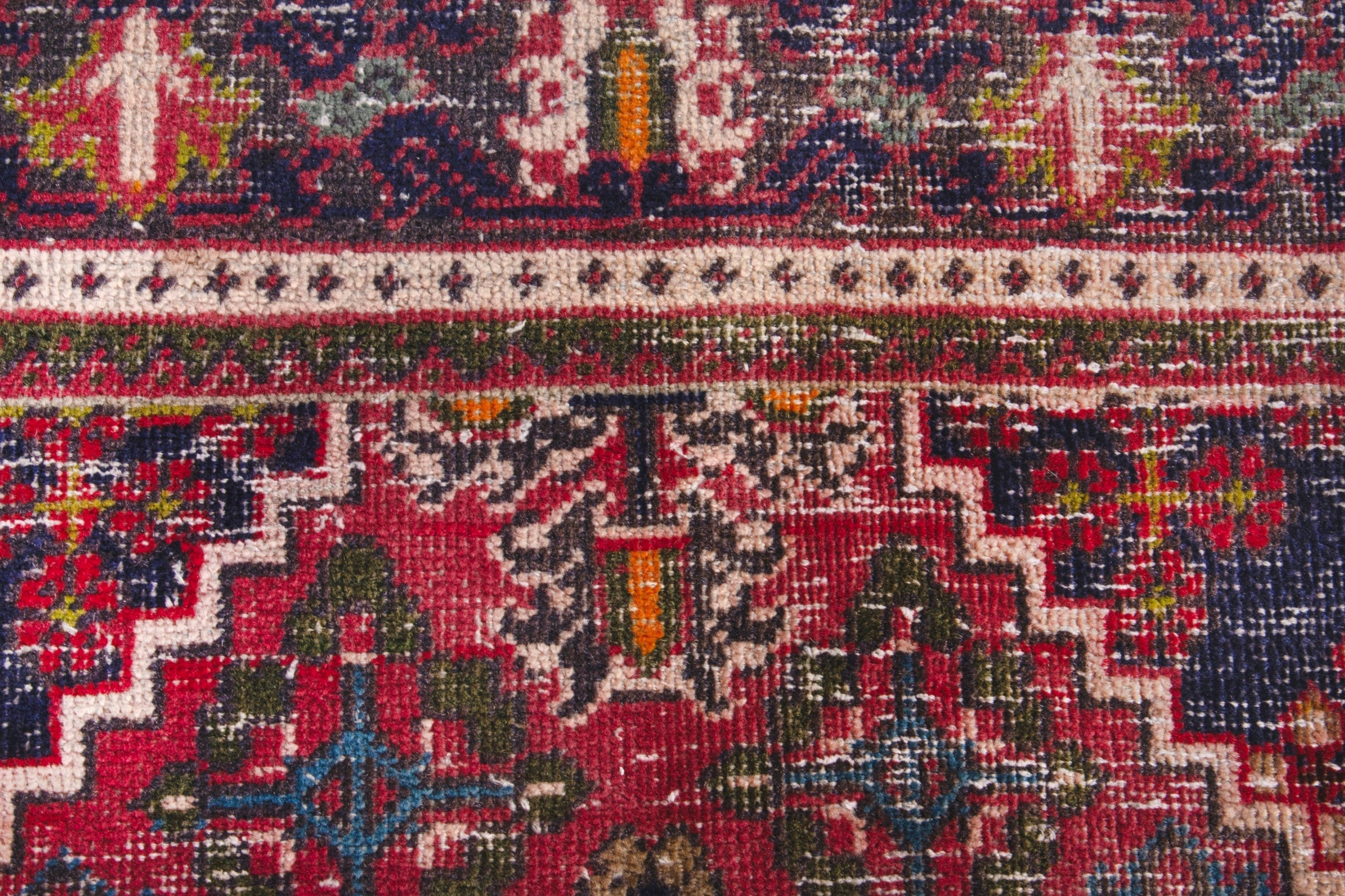 Persian Joshaghan area rug in deep red and burgundy, view 12 of 19