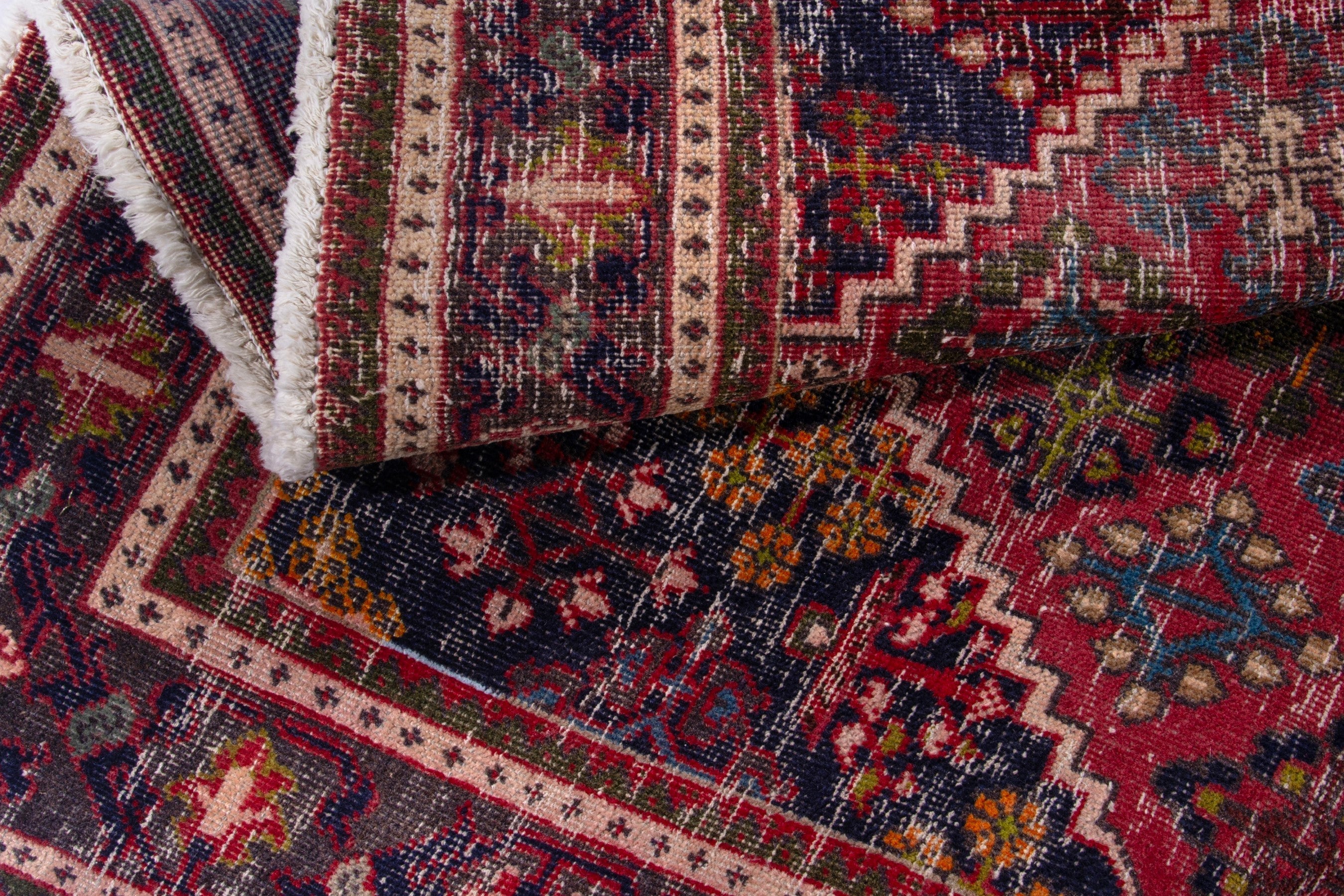 Persian Joshaghan area rug in deep red and burgundy, view 14 of 19