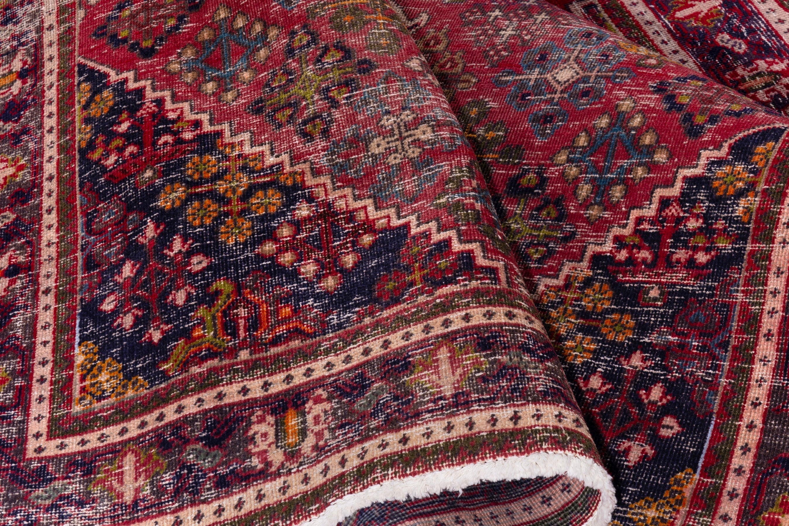 Persian Joshaghan area rug in deep red and burgundy, view 15 of 19