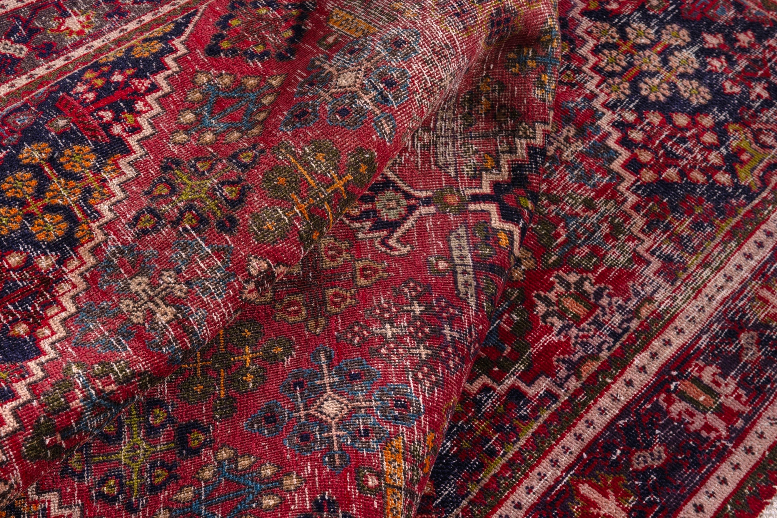 Persian Joshaghan area rug in deep red and burgundy, view 16 of 19