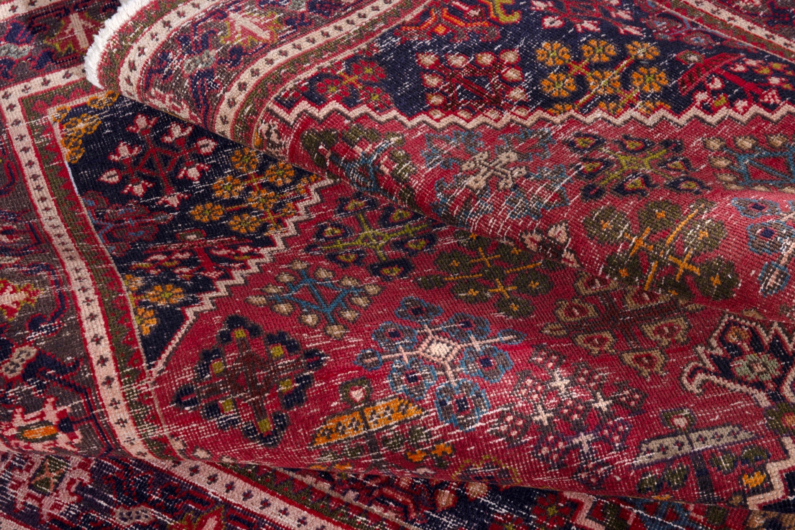 Persian Joshaghan area rug in deep red and burgundy, view 17 of 19